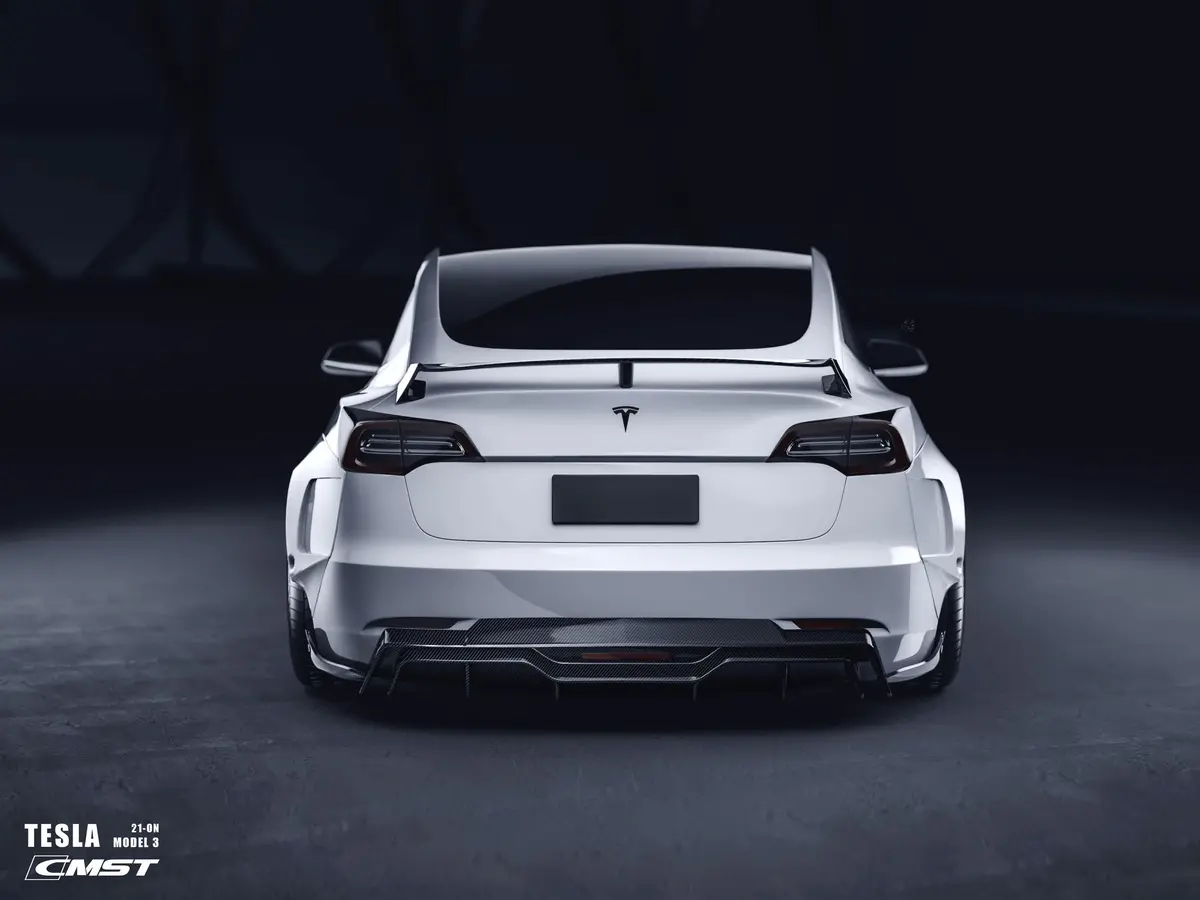 New Release!!! Cmst Tesla Model 3 Carbon Fiber Rear Diffuser Ver.5 1
