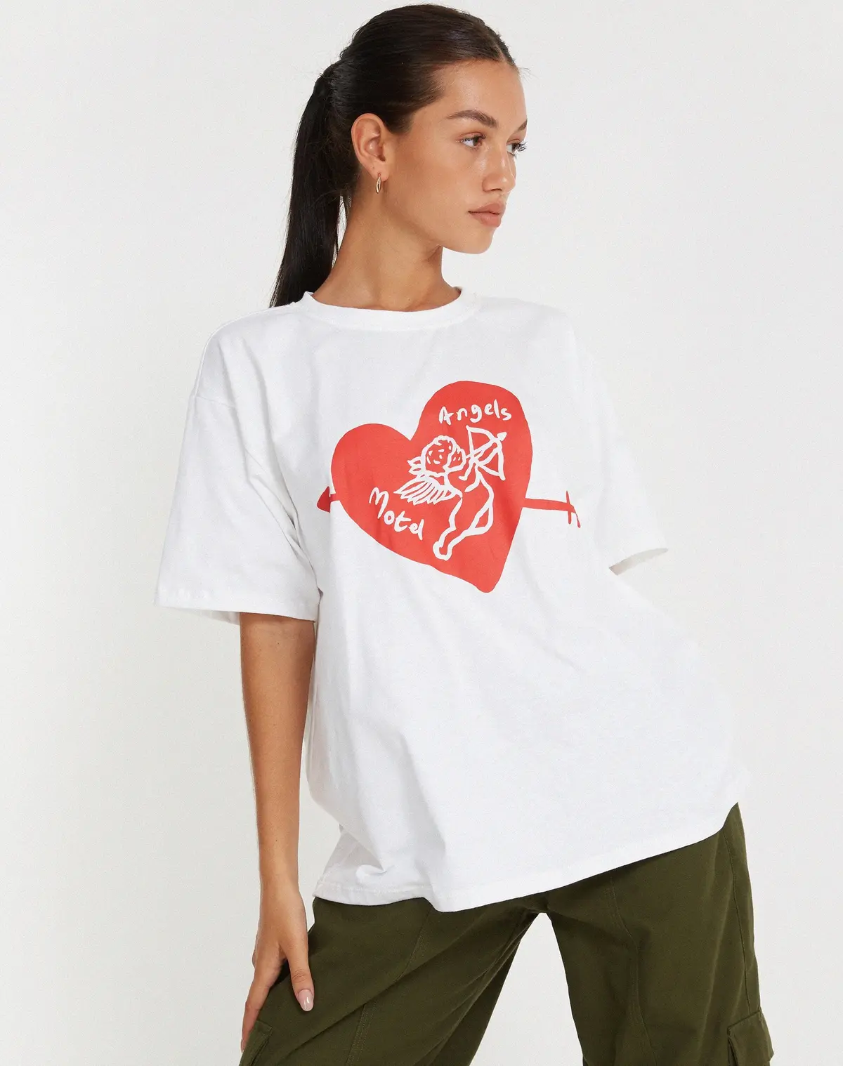 Oversize Basic Tee In White Motel Angel 1