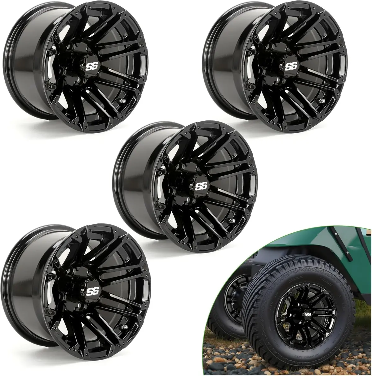 14 Inch Golf Cart Rims One-Piece Cast Aluminum Structure Stylish Appearance Upgrade - 10L0l 4
