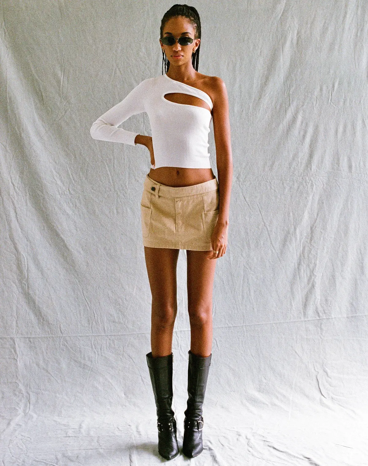 Motel X Olivia Neill Stina Cargo Micro Skirt In Tan 6