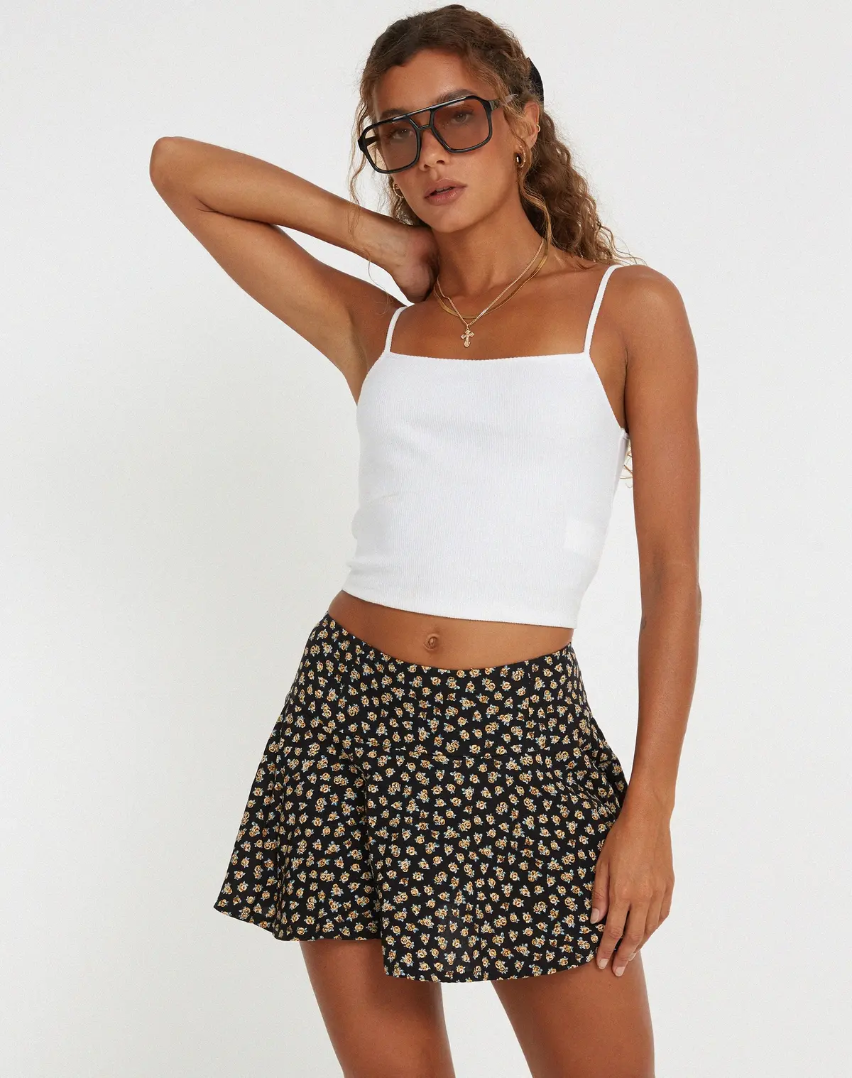 Rara Mini Skirt In Ditsy Floral Bronze 1