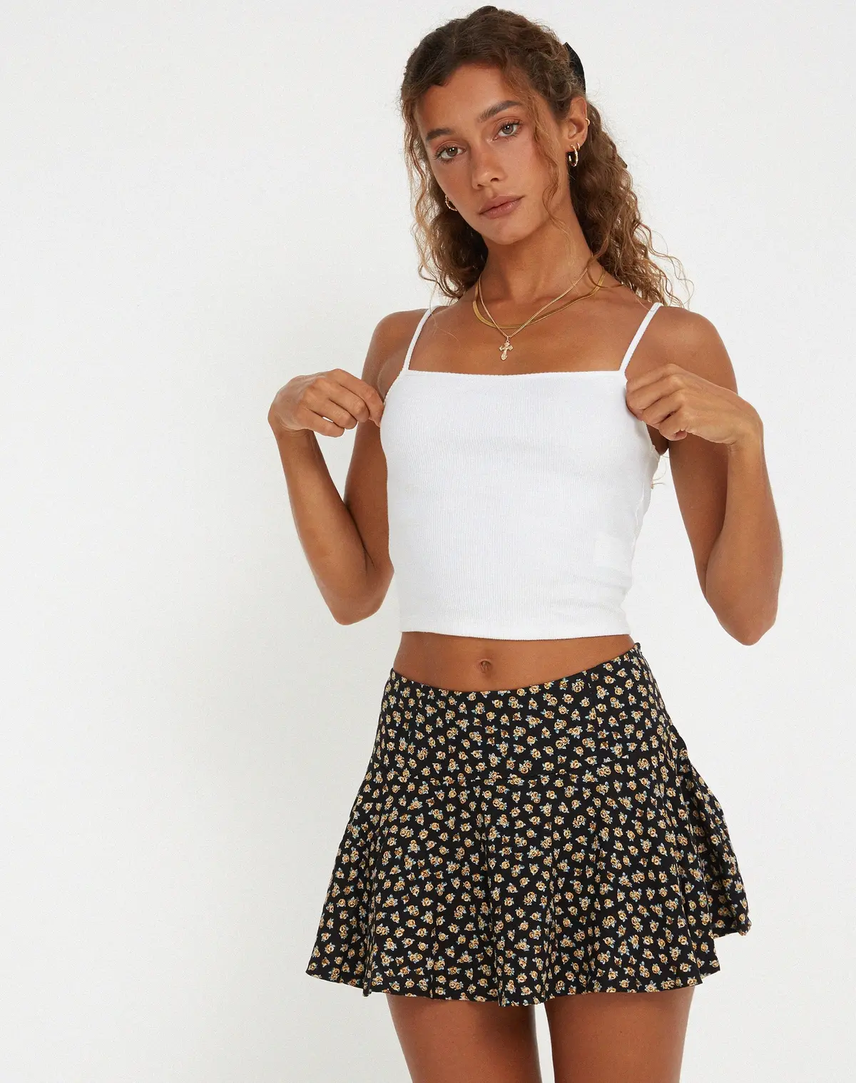 Rara Mini Skirt In Ditsy Floral Bronze 4