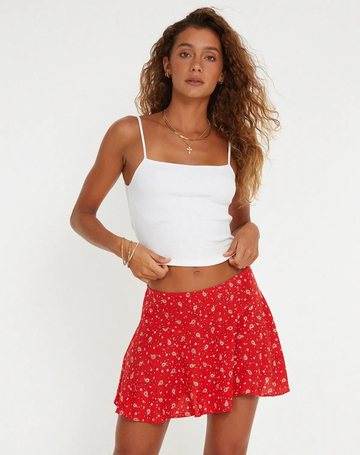 Rara Mini Skirt In Paisley Fun Red 1