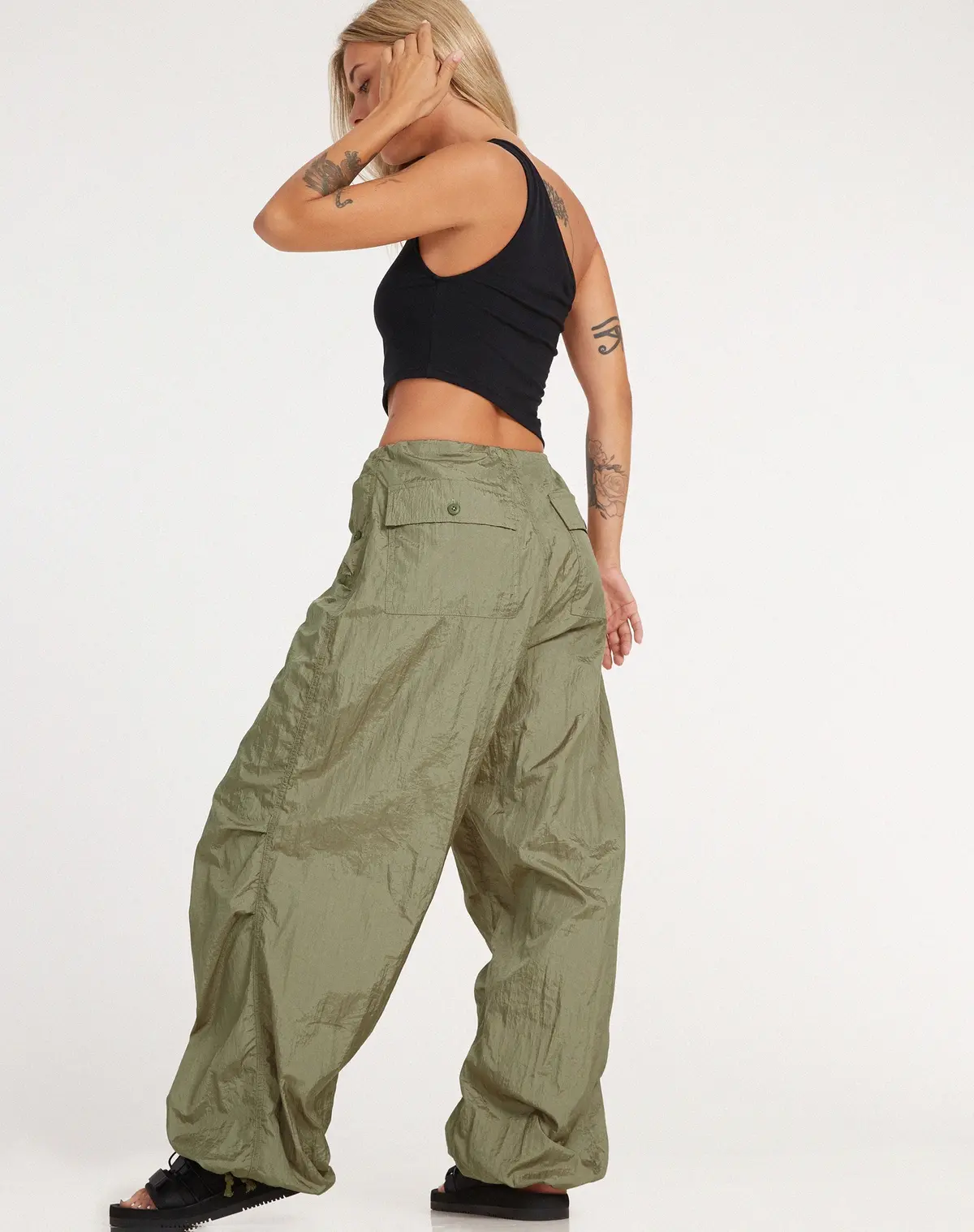 Chute Trouser In Parachute Silver Green 4