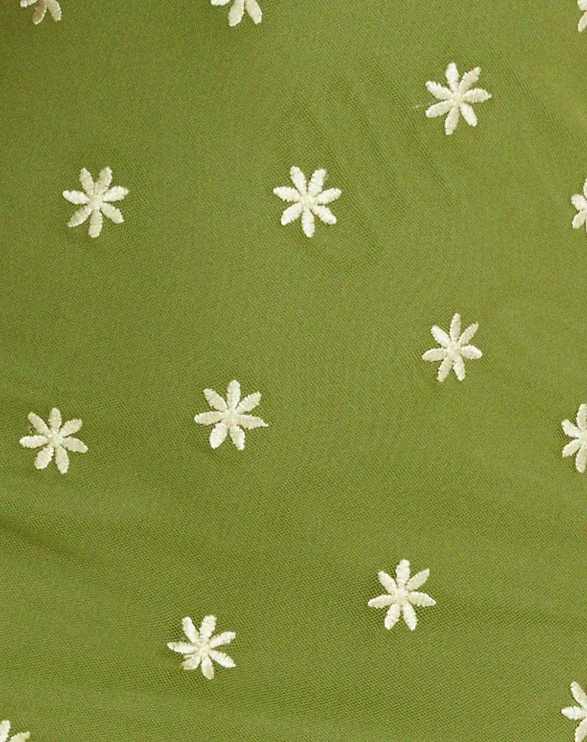 Daisy Mini Dress In Moss Green Custard Daisy Embro 6