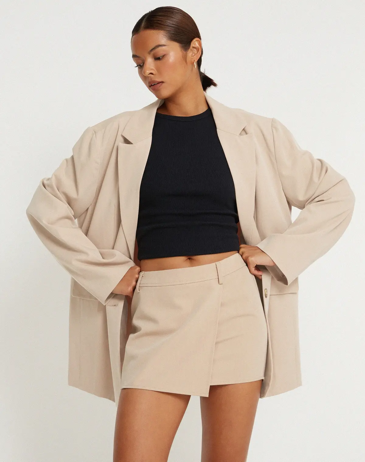 Wahip Mini Skirt In Soft Tailoring Beige 1