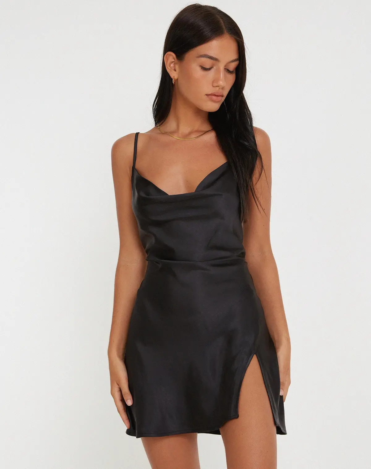 Parvani Slip Dress In Satin Black 1