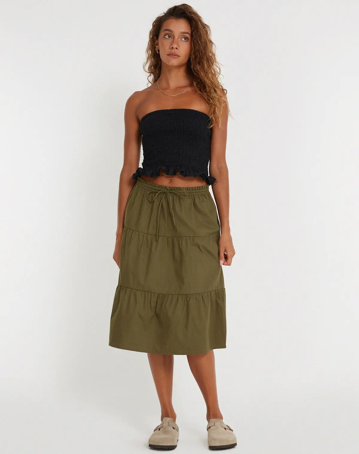 Reef Midi Skirt In Loden Green 1
