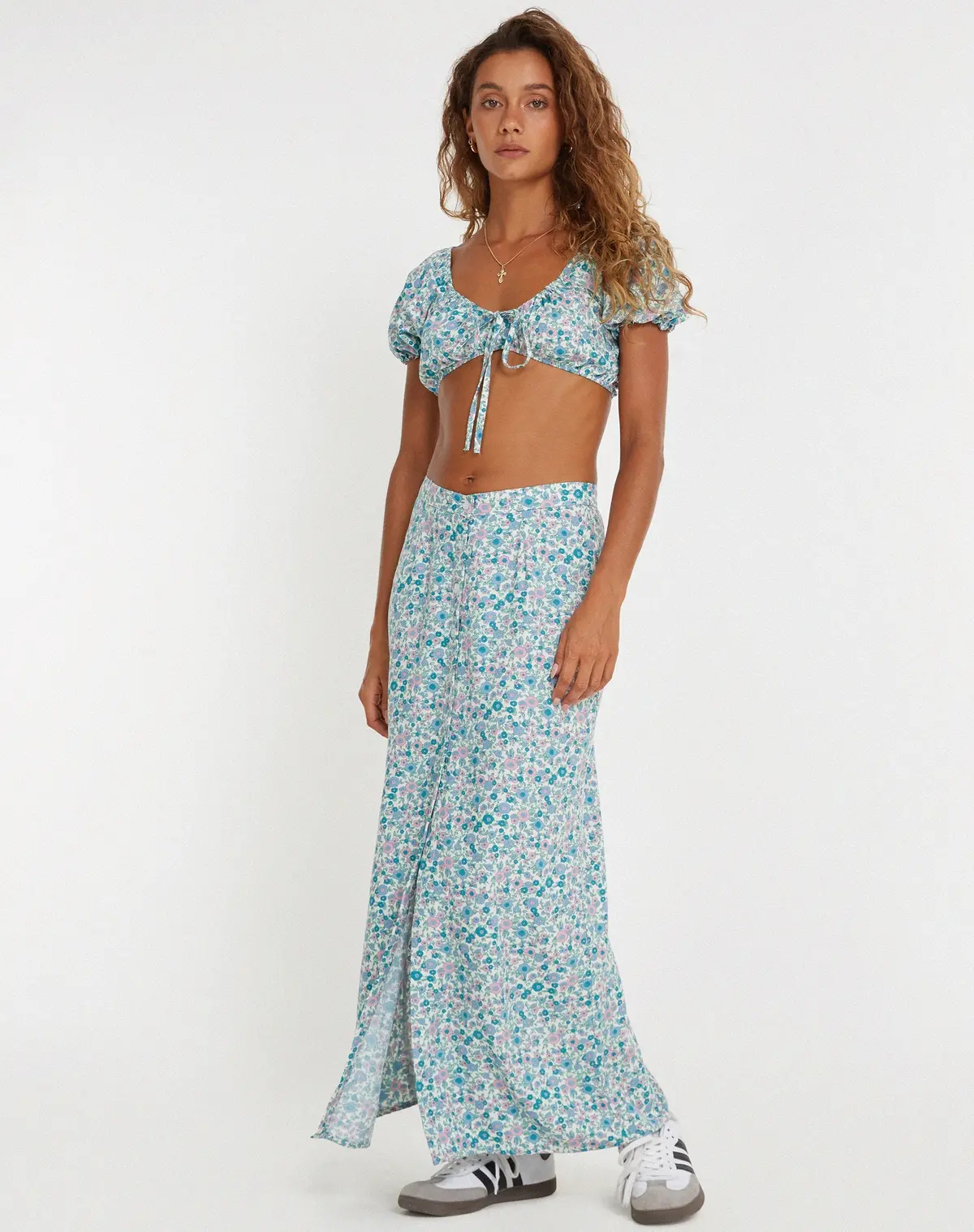 Rima Midi Skirt In Flower Power Blue 1