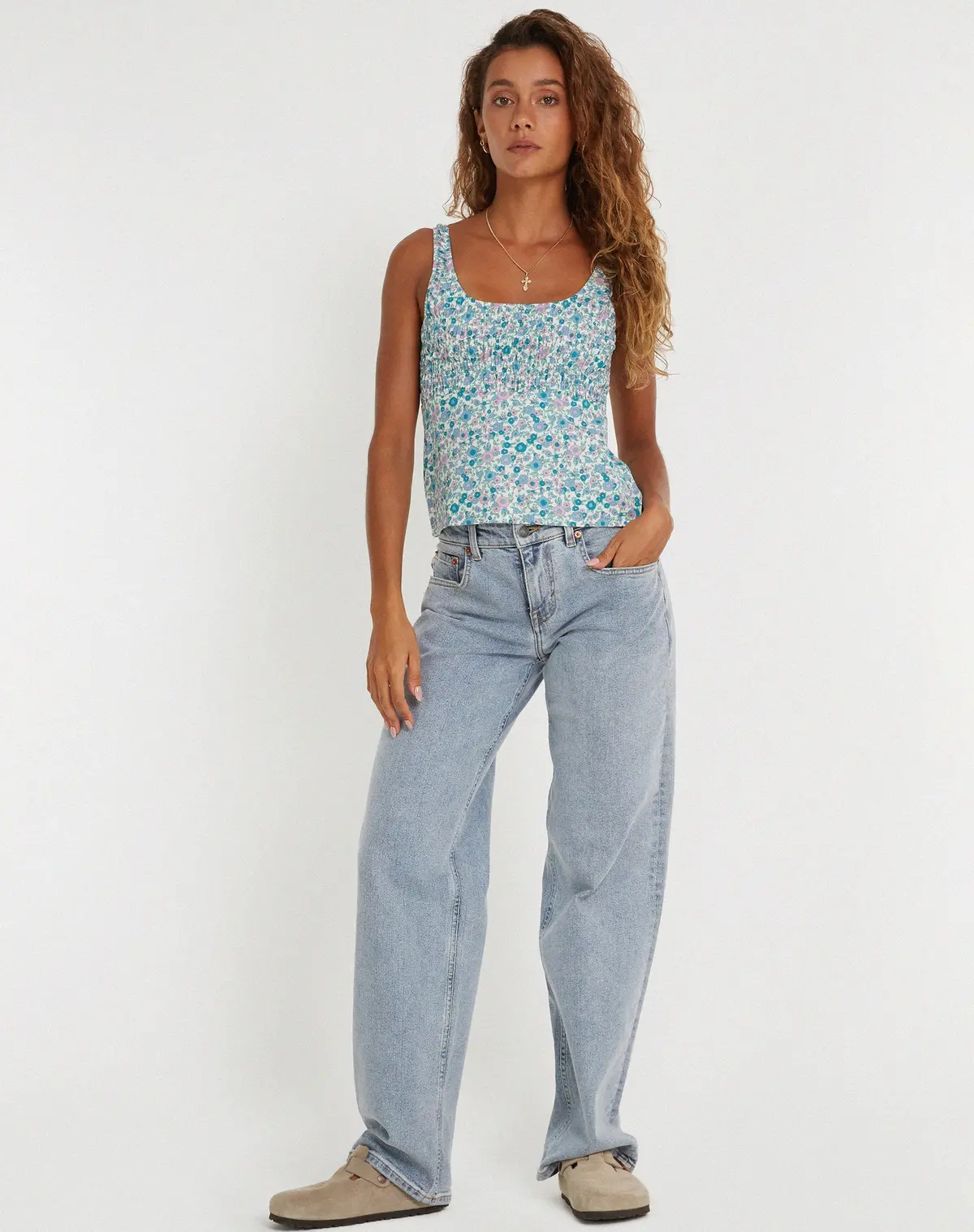 Soyla Vest Top In Flower Power Blue 3
