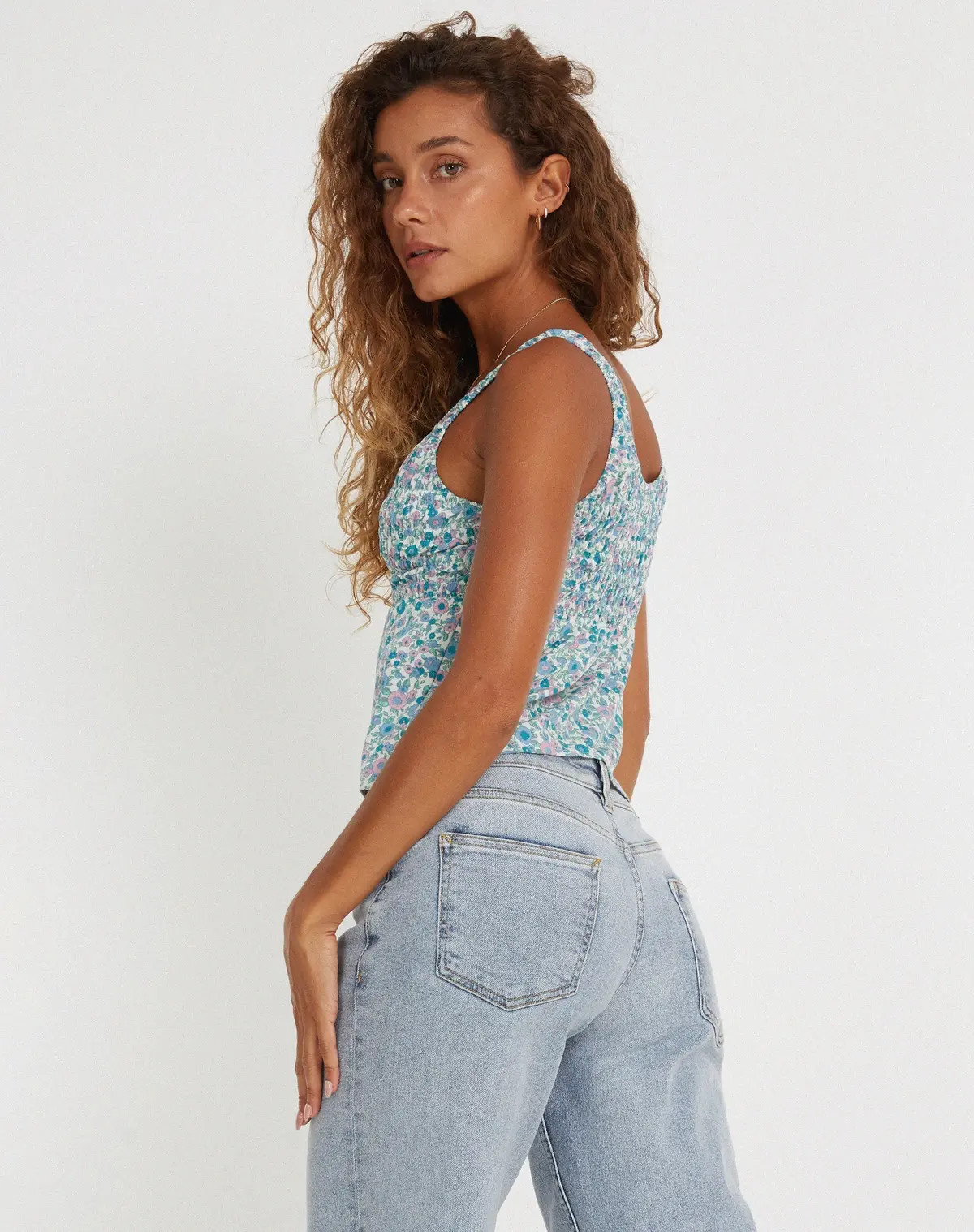 Soyla Vest Top In Flower Power Blue 2