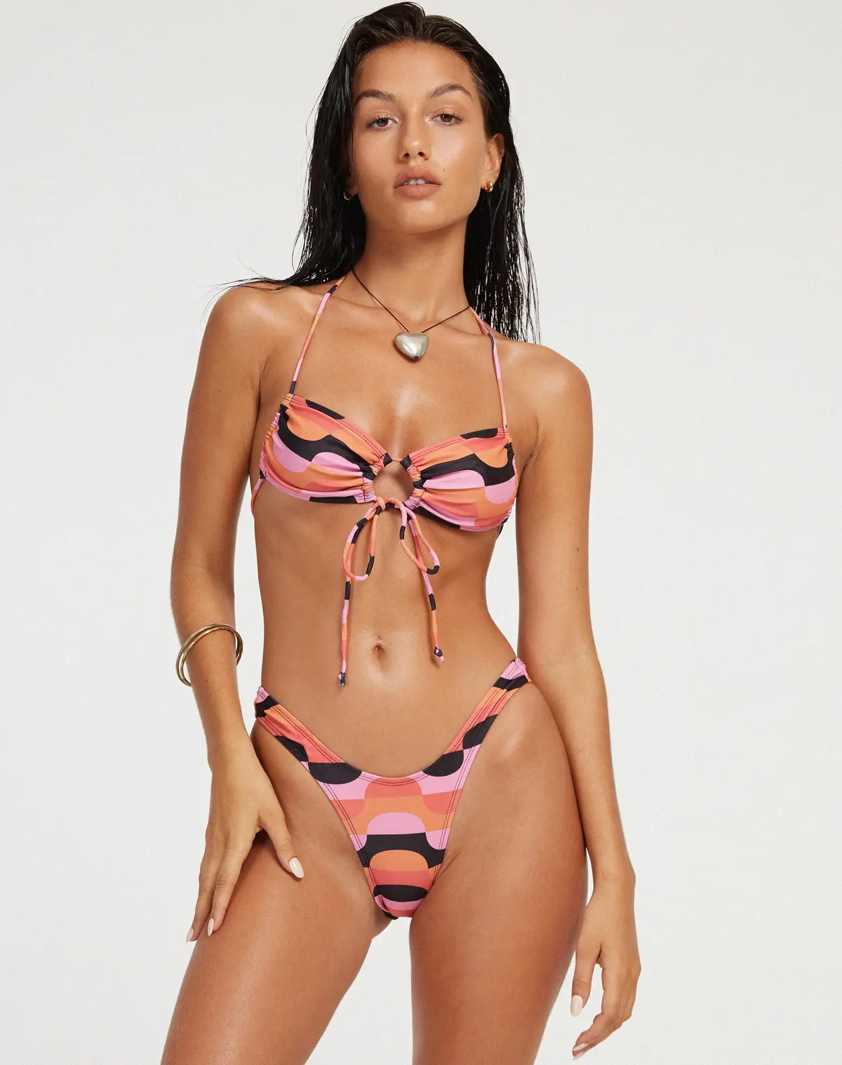 Ricoa Bikini Top In Abstract Art Pink 2