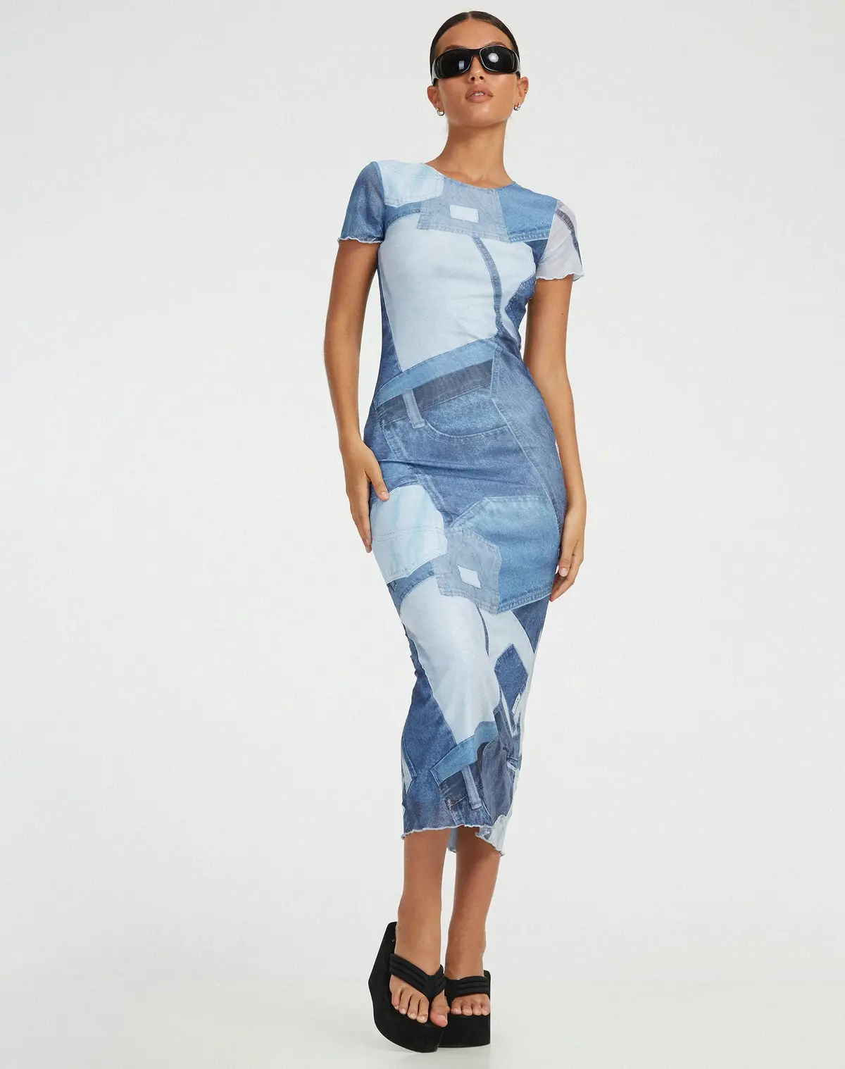 Roska Midi Dress In Denim Pocket 1