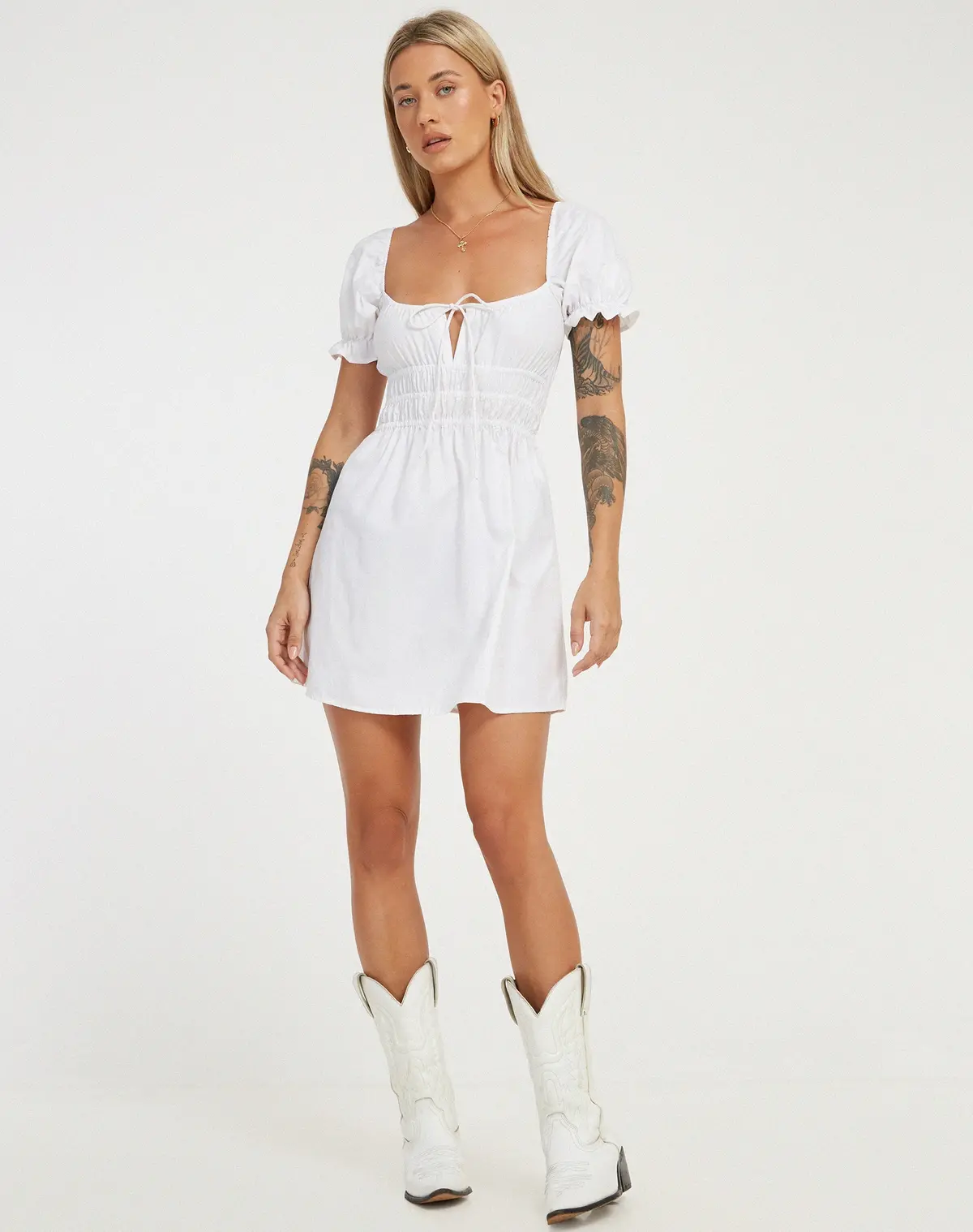 Rosmilly Mini Dress In White 4