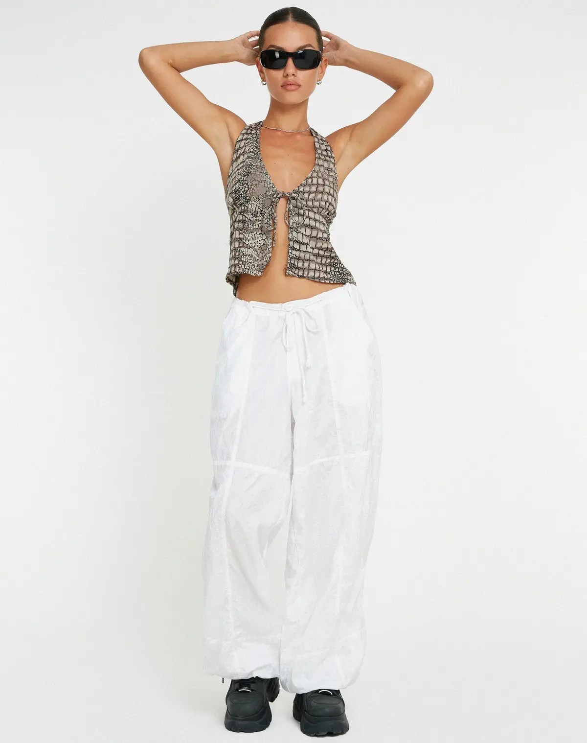 Roula Halter Top In Croc Neutral Grey 2