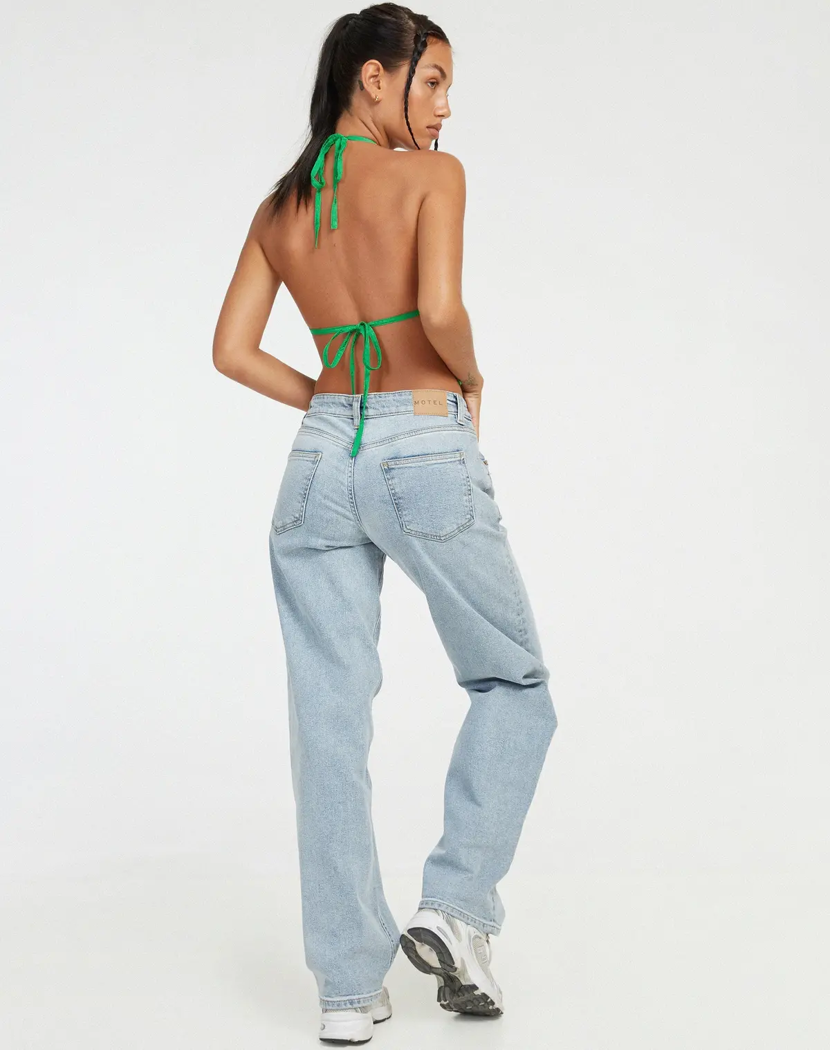 Runita Halter Top In Satin Rose Jade Green 4