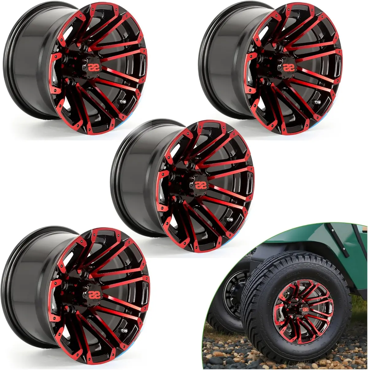 14 Inch Golf Cart Rims One-Piece Cast Aluminum Structure Stylish Appearance Upgrade - 10L0l 5