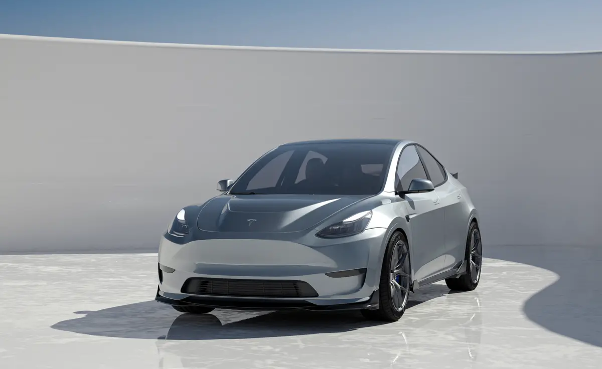 Robot "Crypton" Front Lip Splitter For Tesla Model Y - Carbon Fiber Or Frp 1