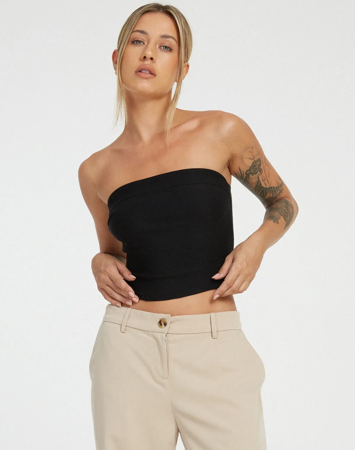 Salus Tailored Bandeau Top In Black 1