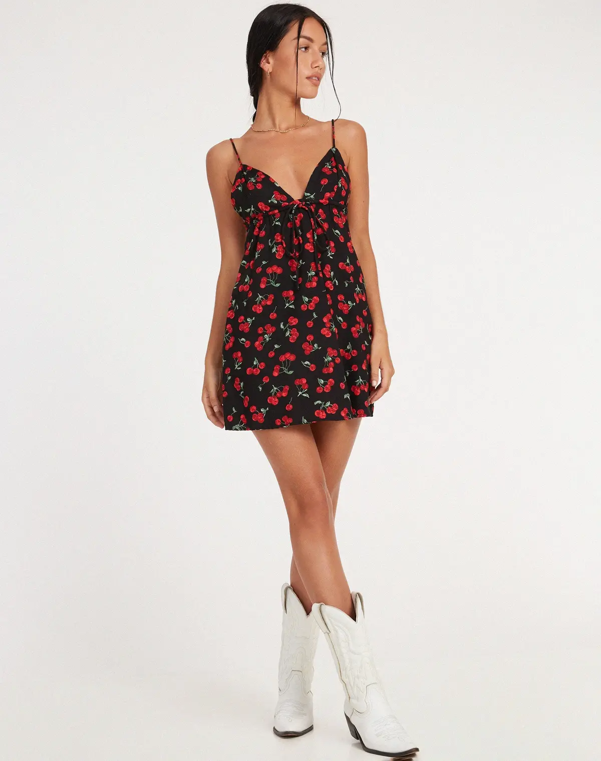 Senora Mini Dress In Cherries Black 3
