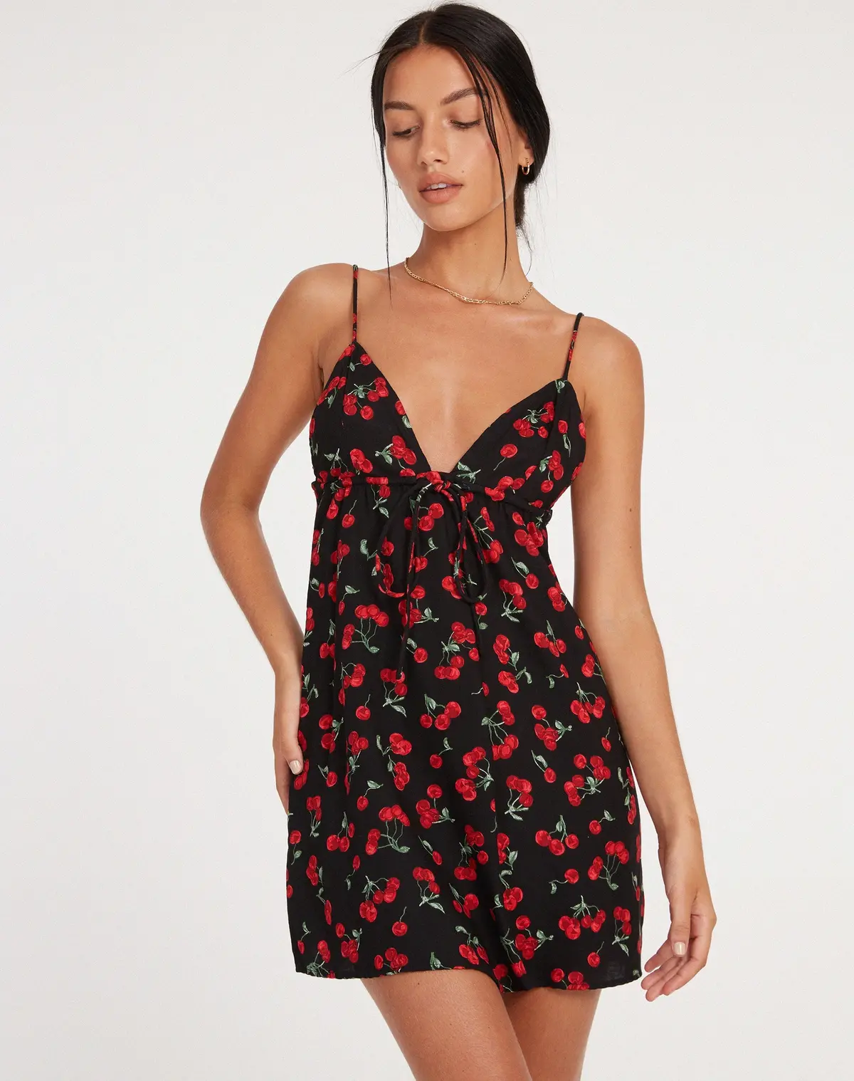 Senora Mini Dress In Cherries Black 4