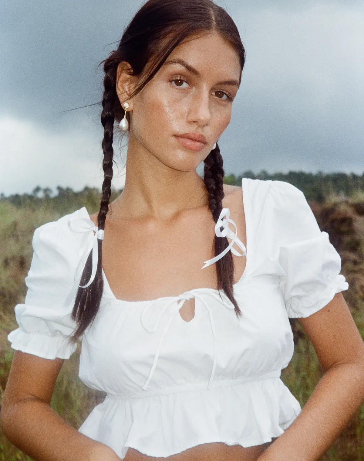 Slate Crop Top In Poplin White 1