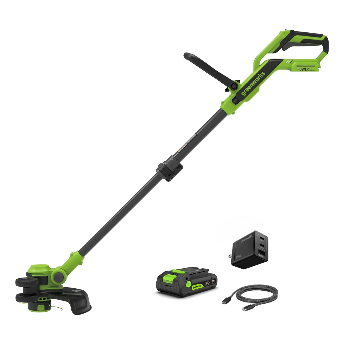 24V 12" Brushless String Trimmer, 3.0Ah Battery And 65W Type-C Charger With 3-Ft Cable Included 1