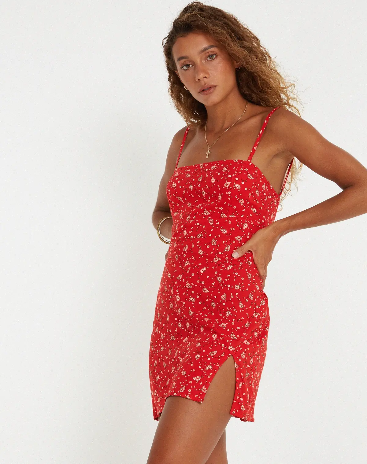 Stoira Mini Dress In Paisley Fun Red 1