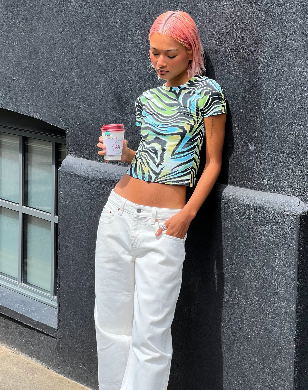Surtie Crop Top In Warped Zebra Blue 2