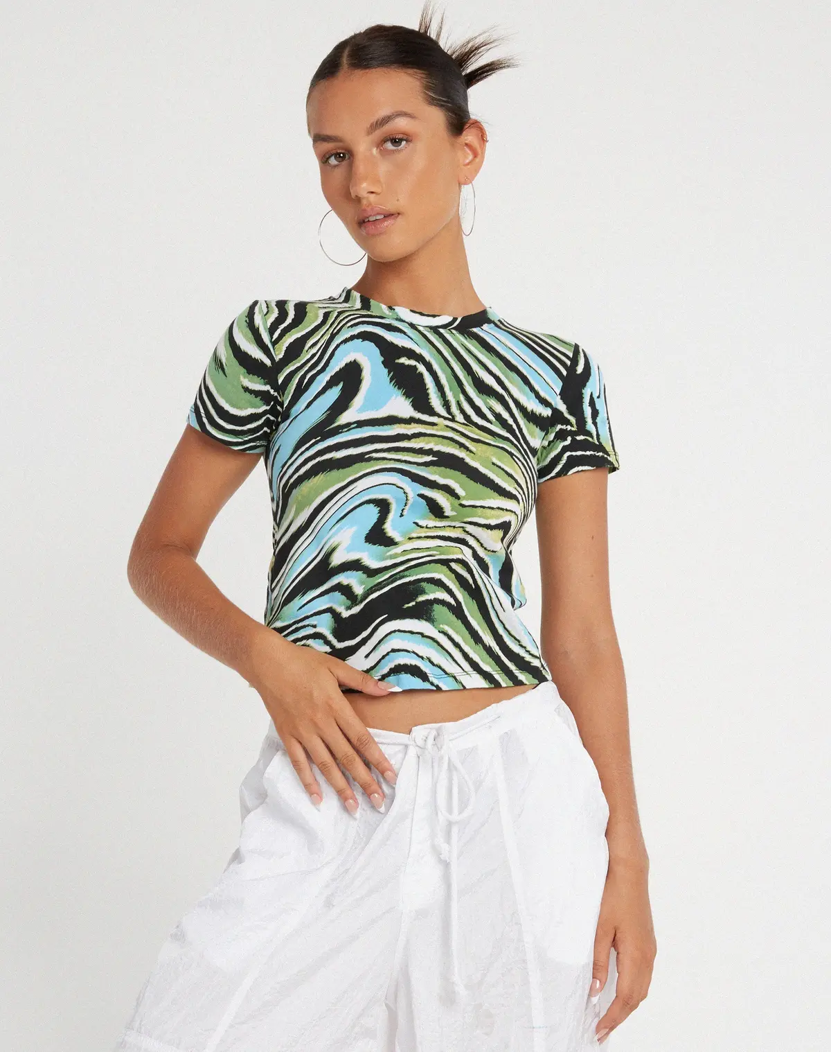 Surtie Crop Top In Warped Zebra Blue 5