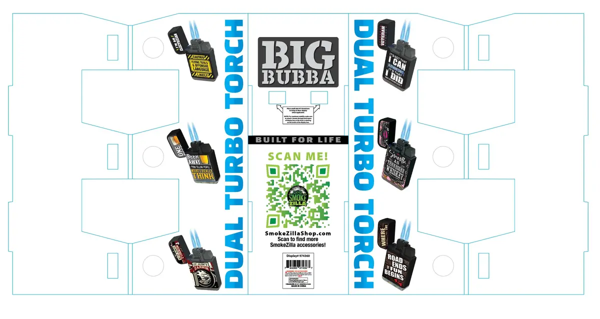Merchandising Fixture - Corrugated Big Bubba Dual Torch 3 Tier Display Only 974360 1