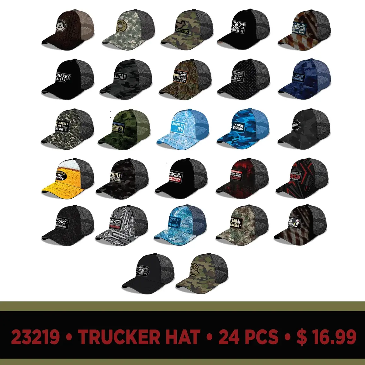 Trucker Hat Assortment Refill Kit - 24 Pieces Per Pack 23219L 2