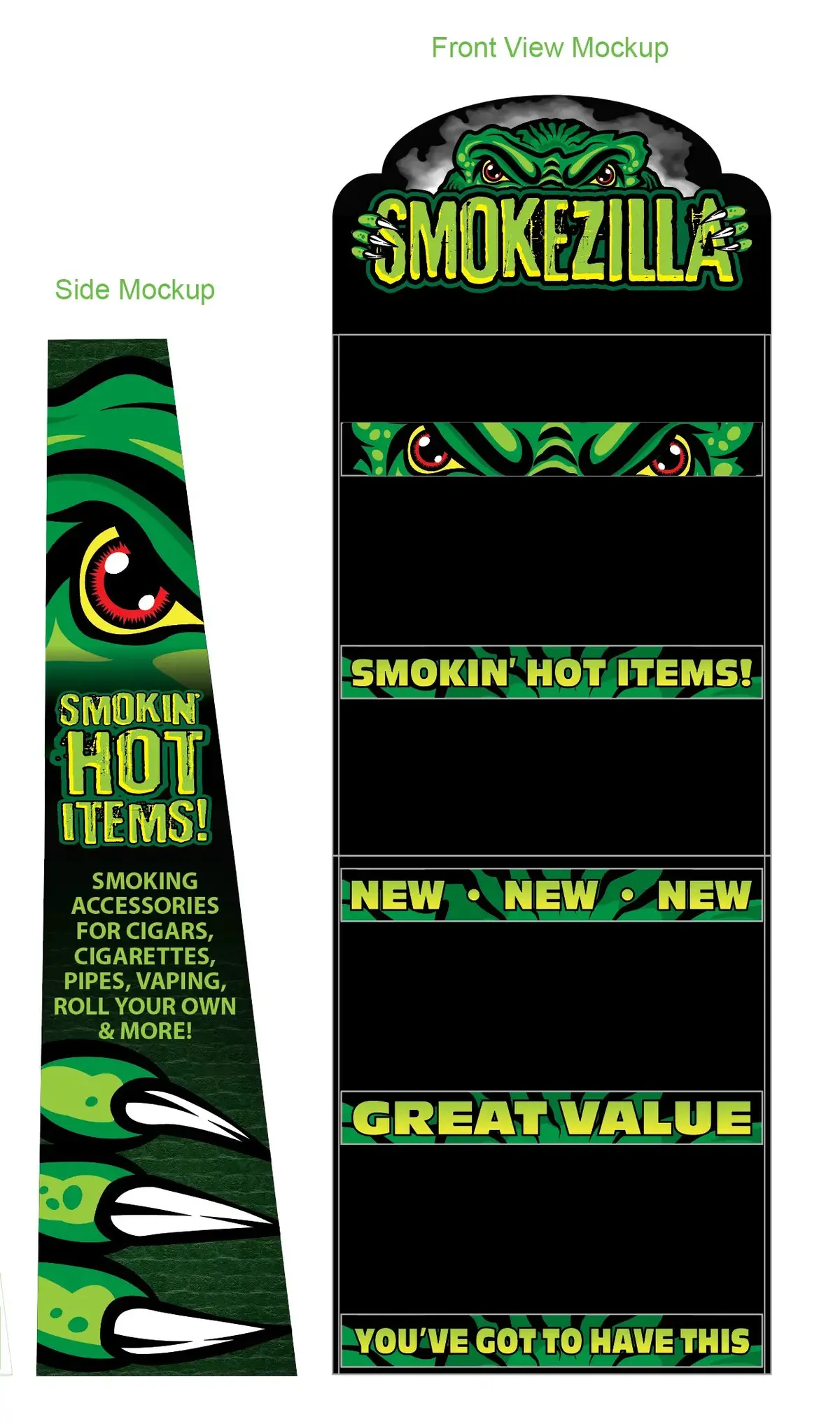Merchandising Fixture - Corrugated Smokezilla 2 Piece Floor Display End Cap Only 976150 2