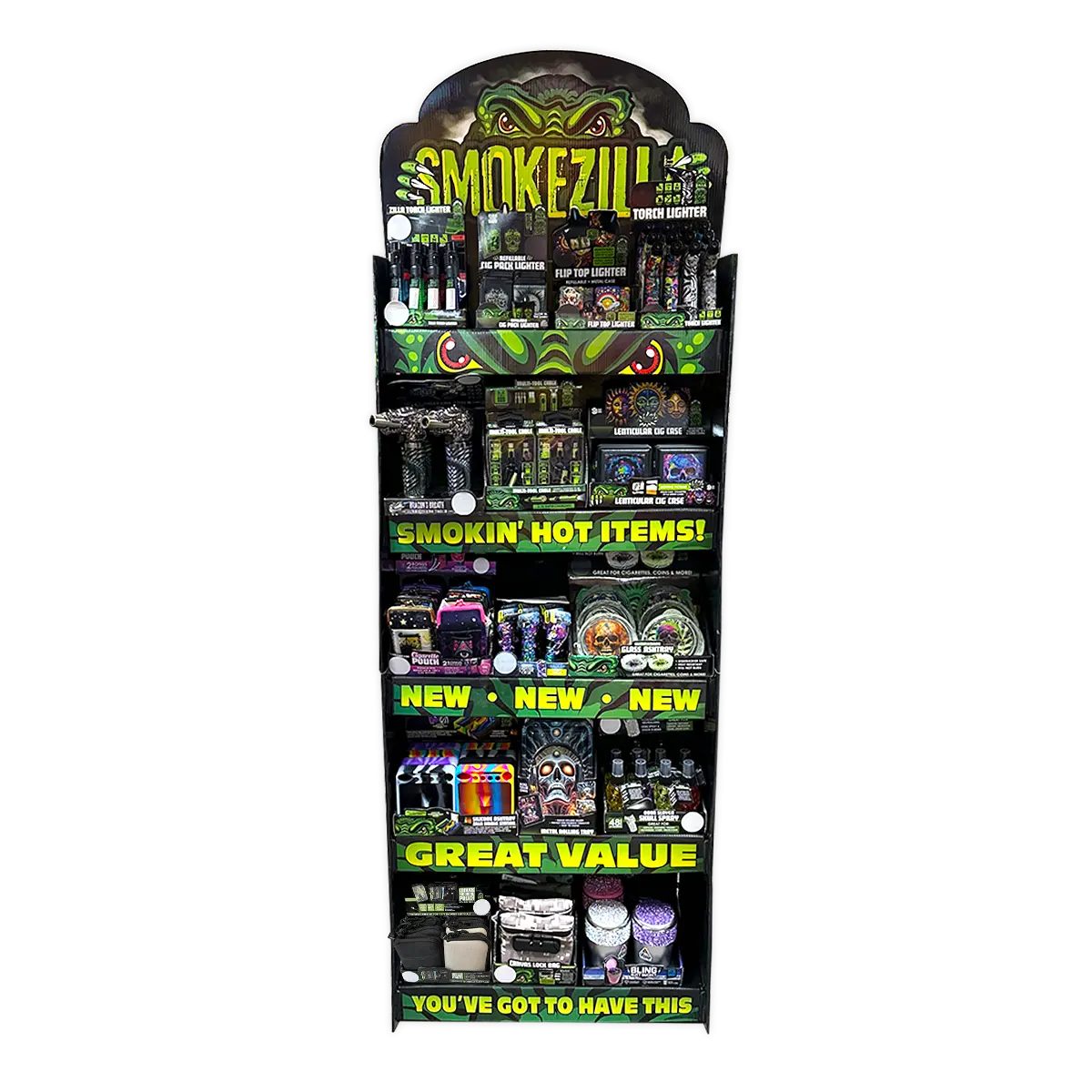 Smokezilla - Smoking Accessories Assortment Floor Display - 138 Pieces Per Retail Ready Display Kit 88620 1