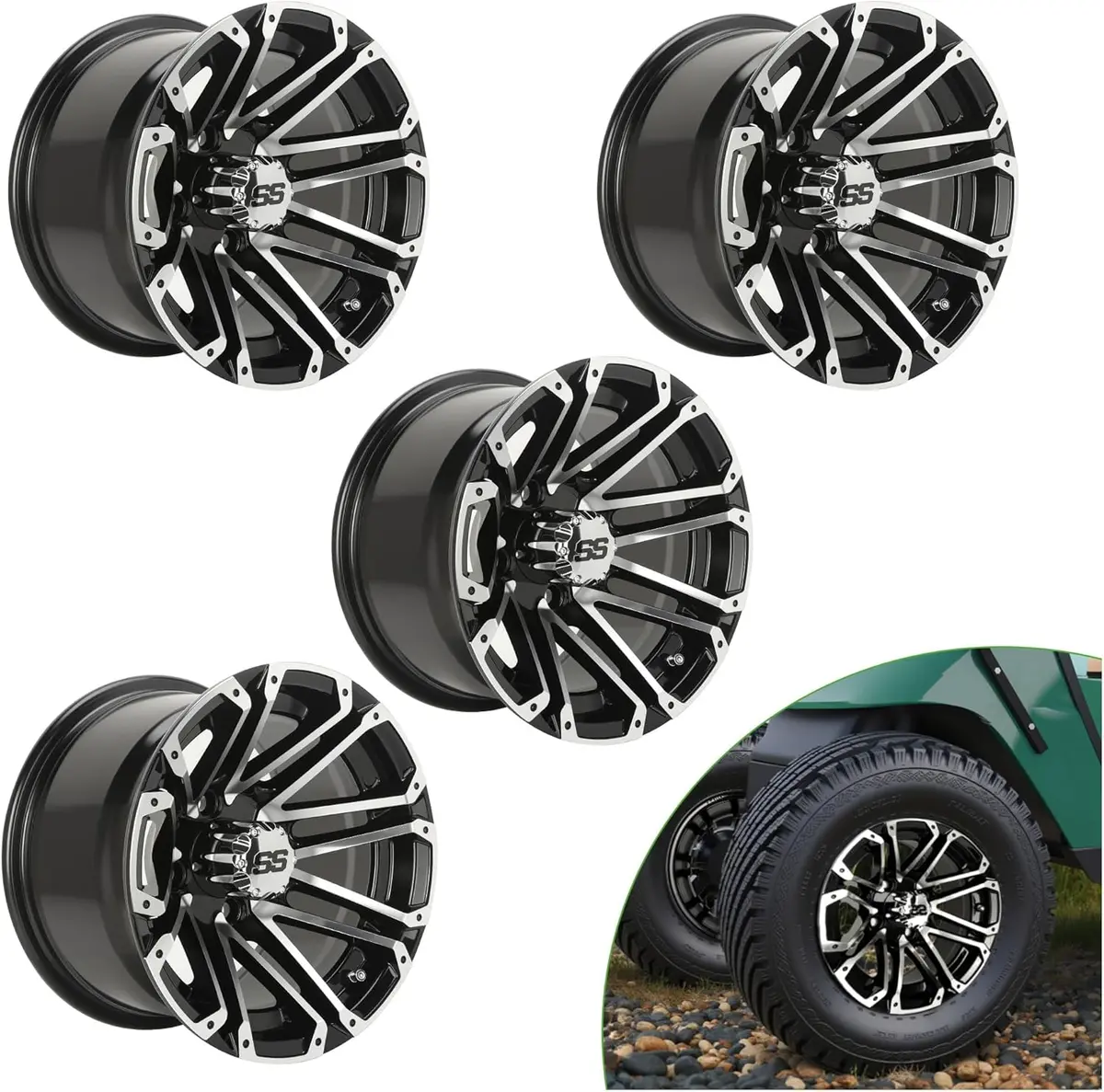 14 Inch Golf Cart Rims One-Piece Cast Aluminum Structure Stylish Appearance Upgrade - 10L0l 2