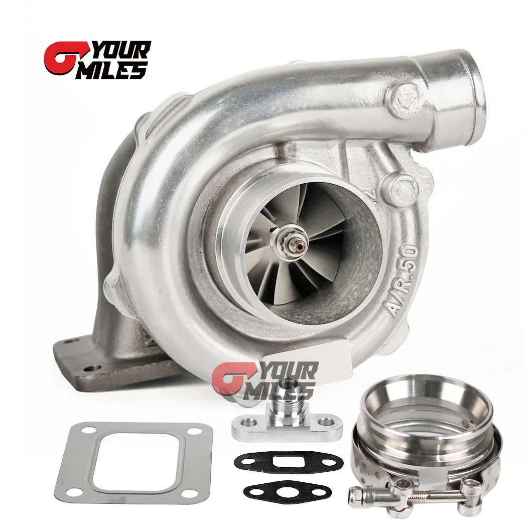 Yourmiles T67 Cast Compressor Wheel Turbocharger T4 0.68/0.81/0.96 Ptrim Turbine+Flange Clamp 1