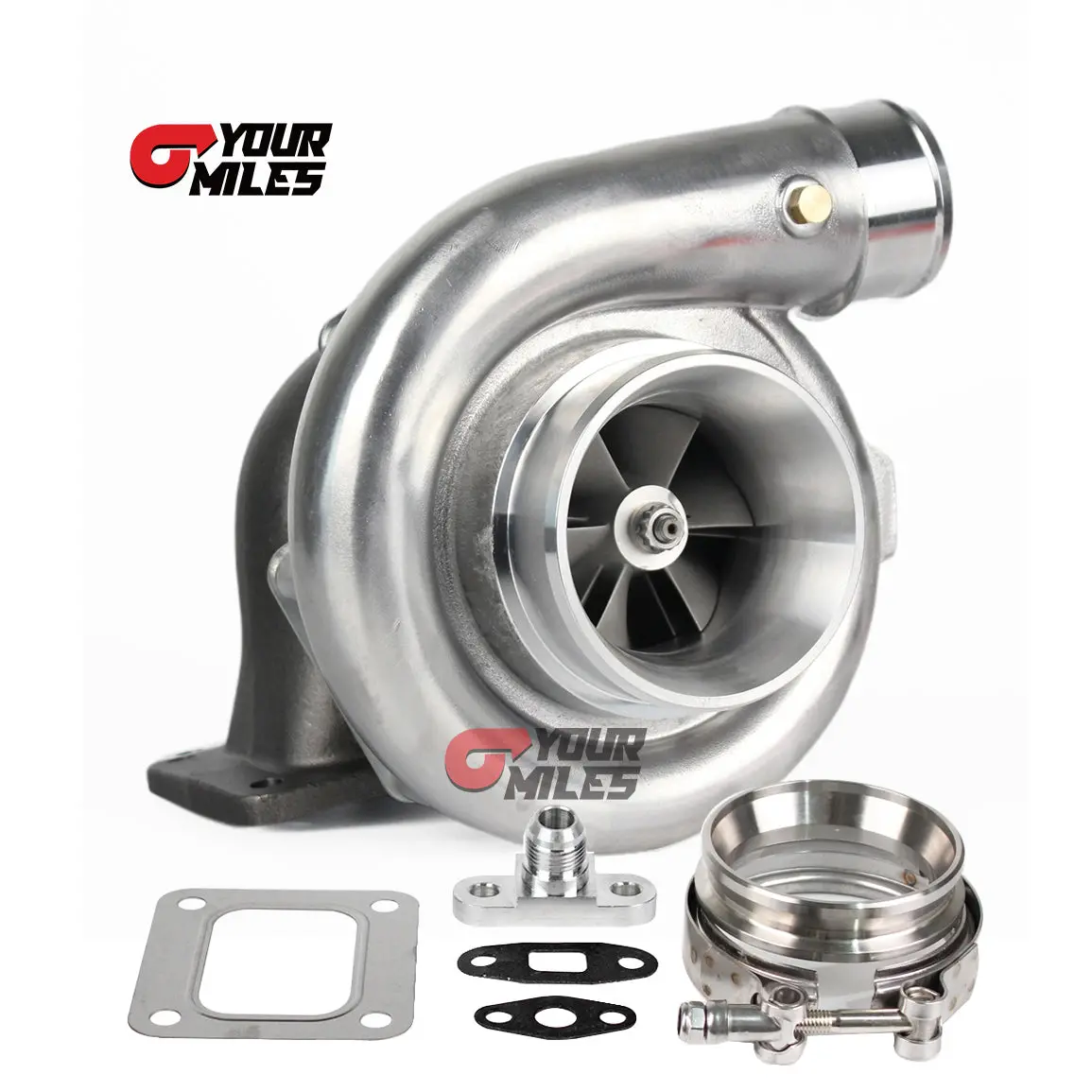 Yourmiles T72 Cast Compressor Wheel Turbocharger T4 0.68/0.81/0.96 Ptrim Turbine+Flange Clamp 1
