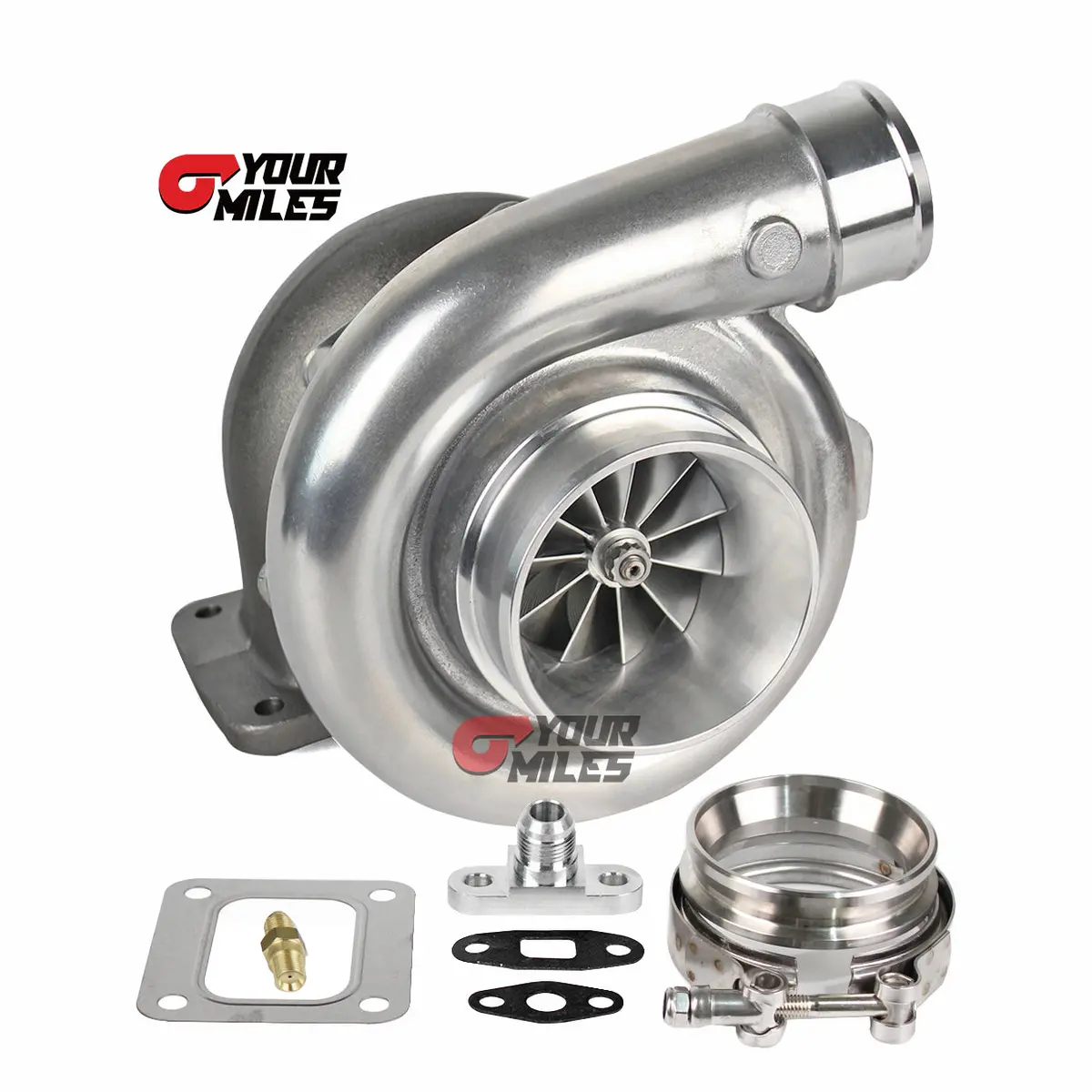 Yourmiles T76 Bcw Dual Ball Bearing Turbocharger T4 0.68/0.81/0.96 Q-Trim Turbine+Flange Clamp 1