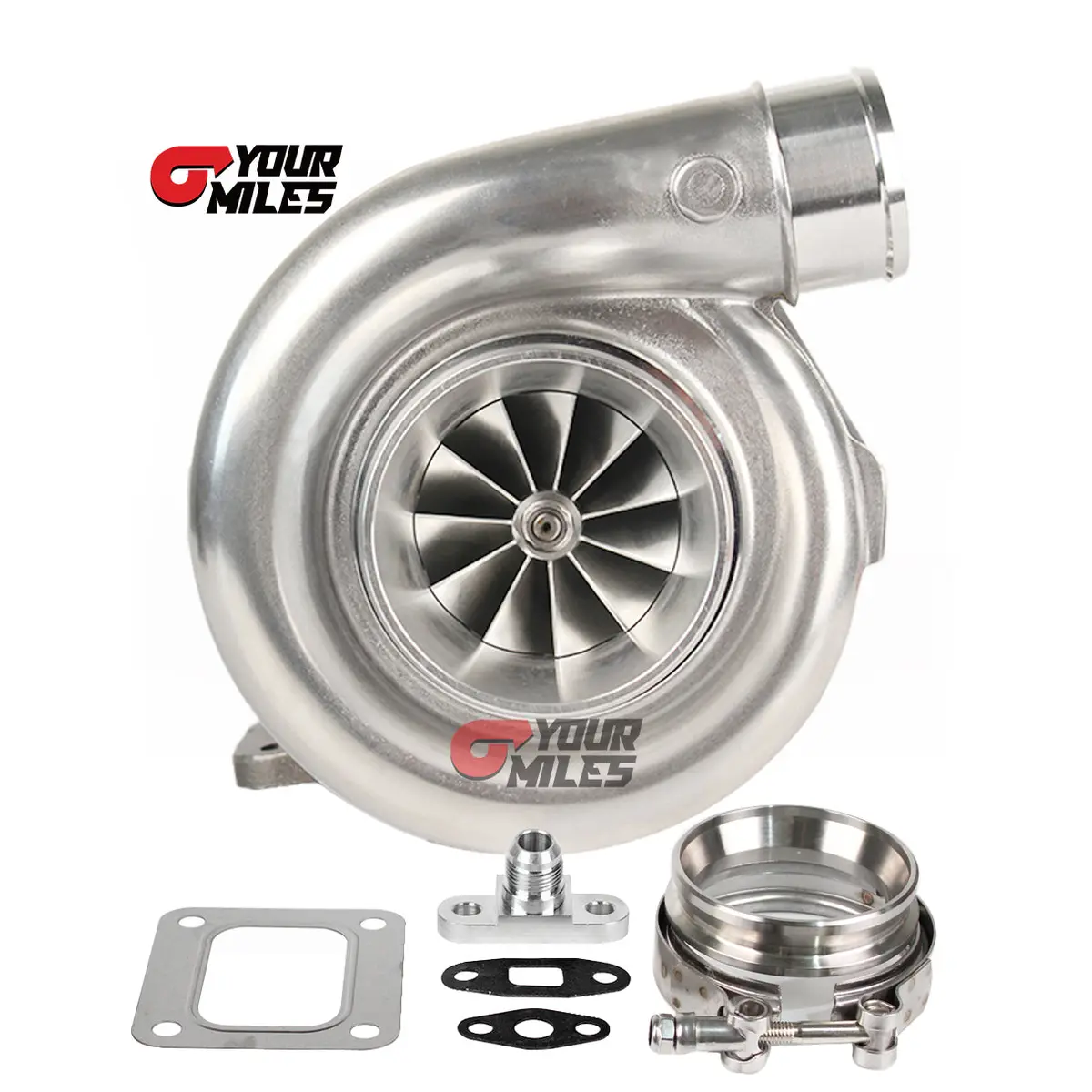 Yourmiles T76 Billet Compressor Wheel Turbocharger T4 0.68/0.81/0.96 Ptrim Turbine+Flange Clamp 1