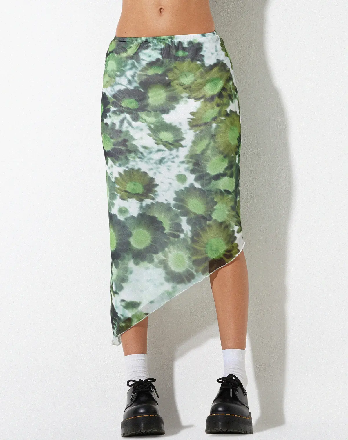 Tansu Midi Skirt In Xray Blurred Daisy Green 1