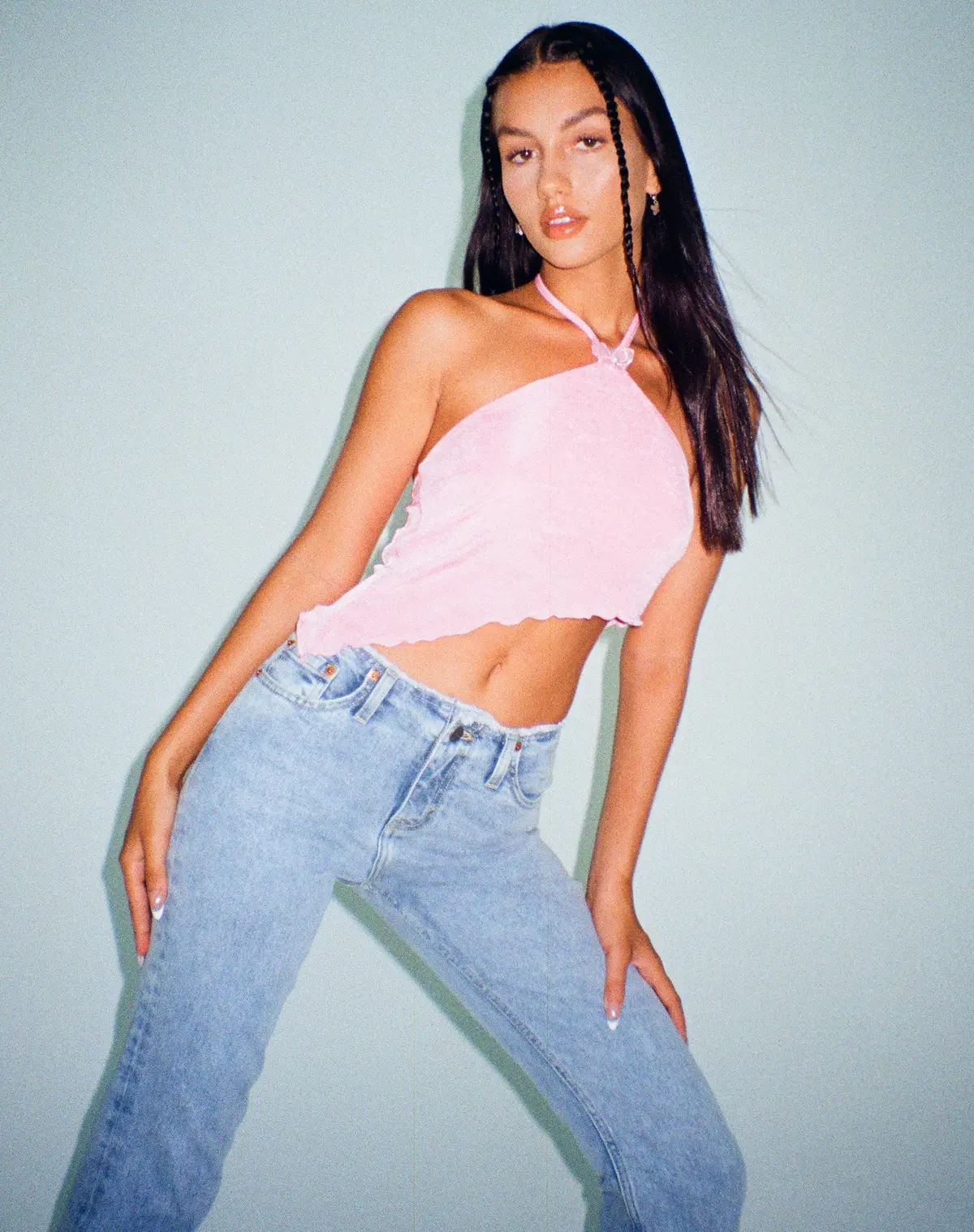 Tarkip Crop Top In Crepe Pink 1