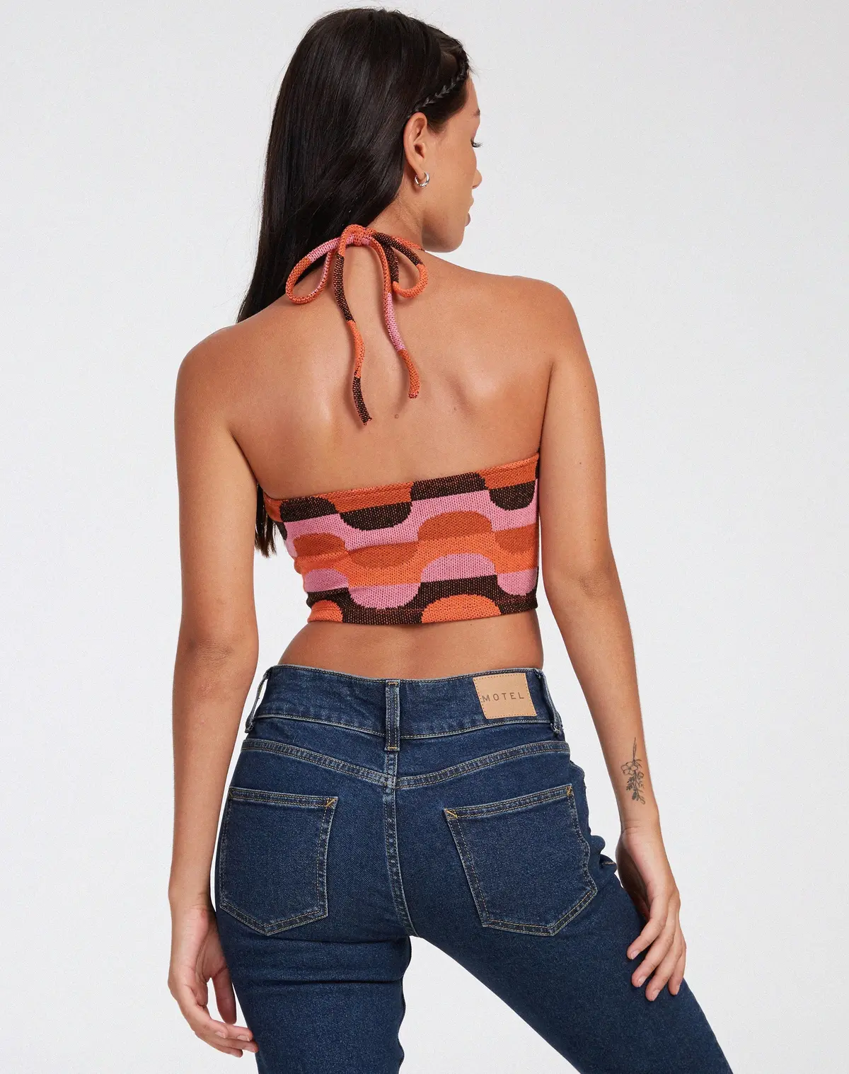 Tavi Crop Top In Abstract Art Pink 2