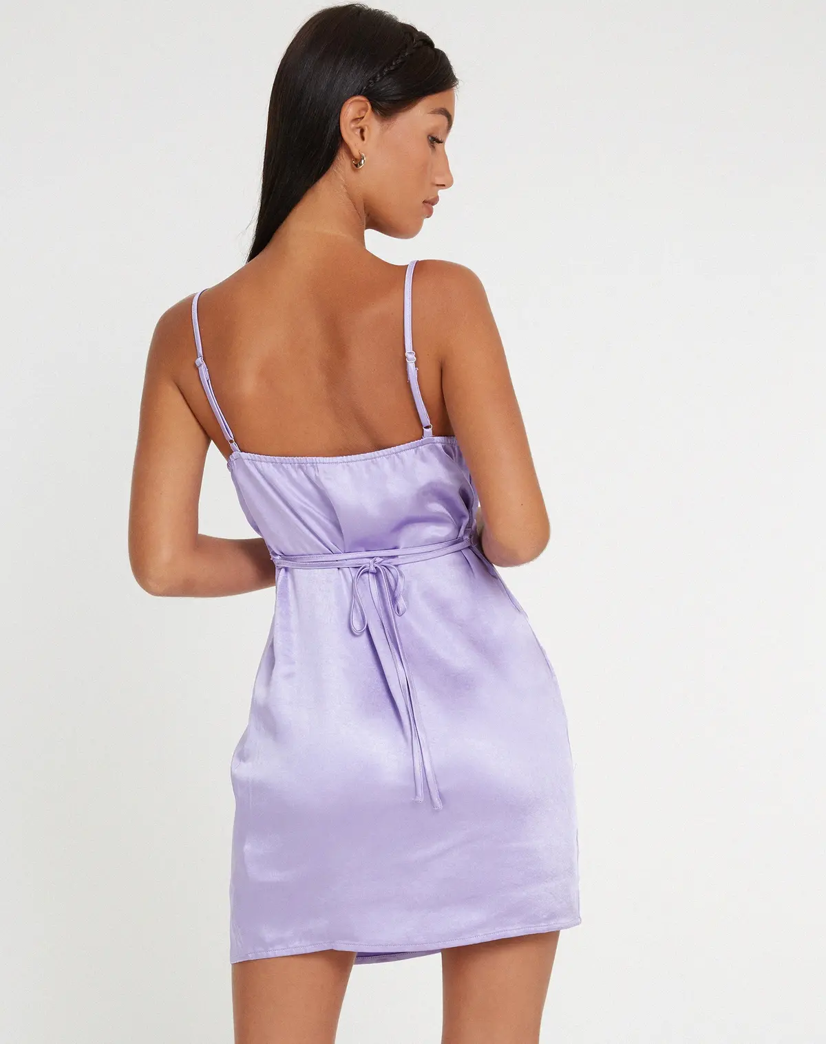 Tavina Mini Dress In Satin Lilac 2
