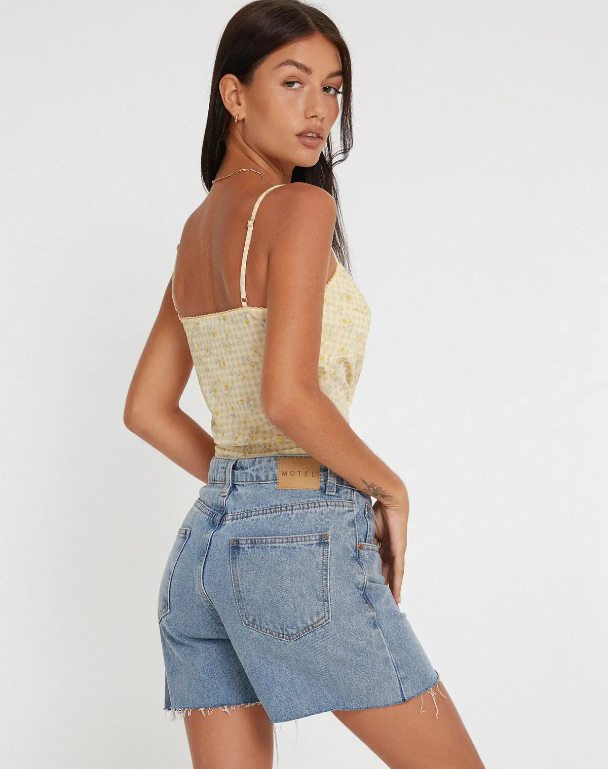 Tiava Cami Top In Gingham Floral Yellow 2