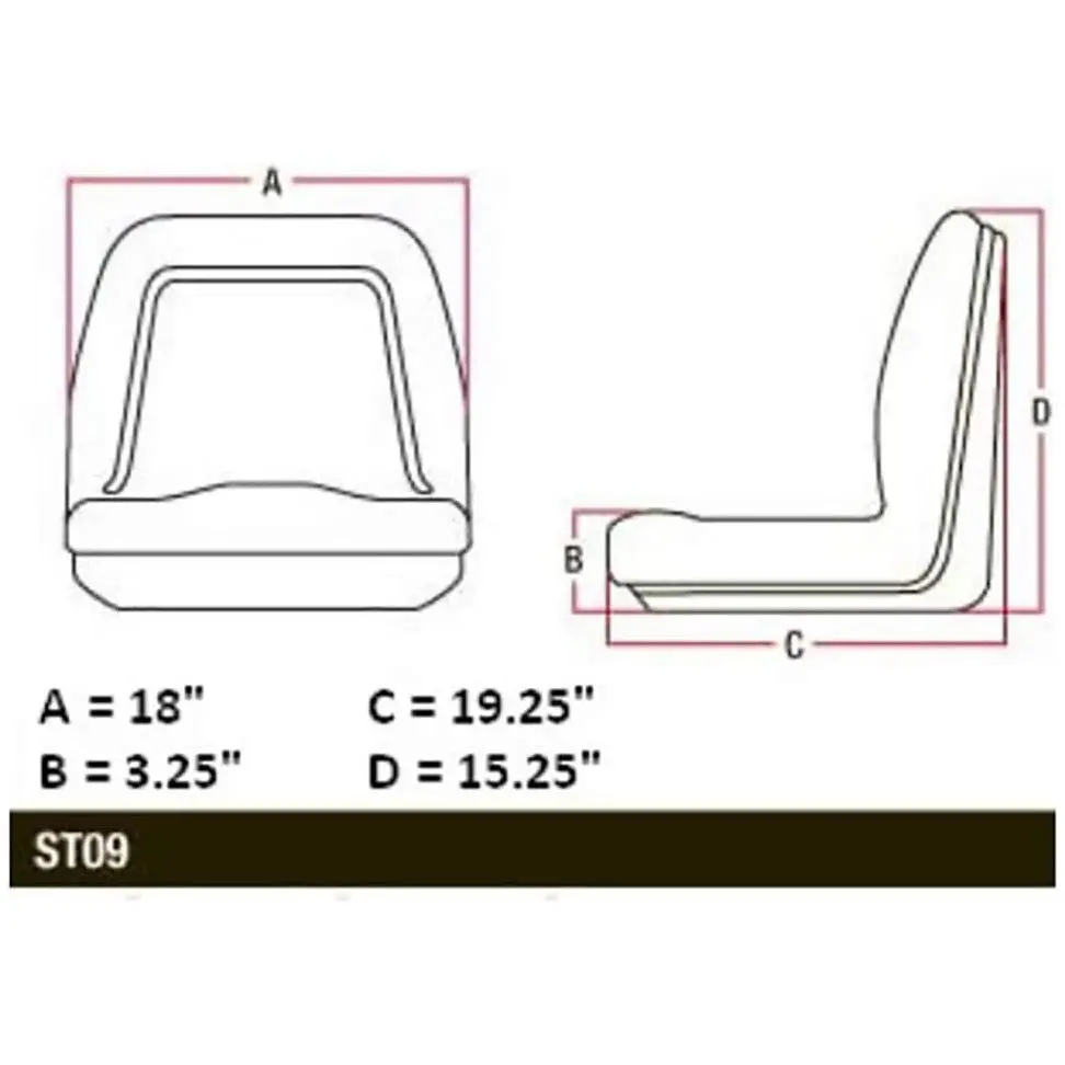 John Deere / Kubota Tractor Flip Style Seat W/ Hinge 2