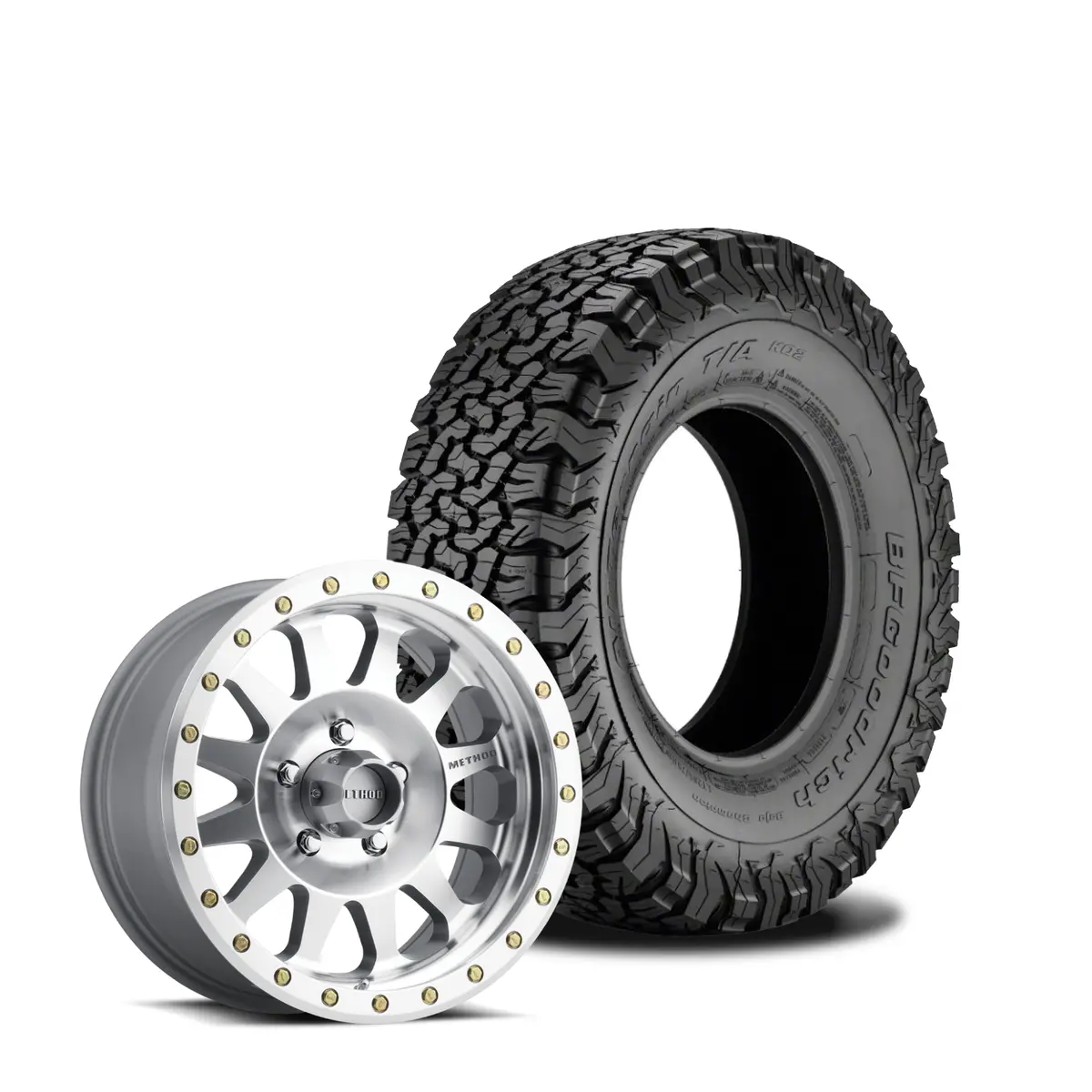 Method 304 17X8.5 Machined 5X5 | Bfg 315/70R17 All Terrain Ko2 | Mounted & Balanced 1