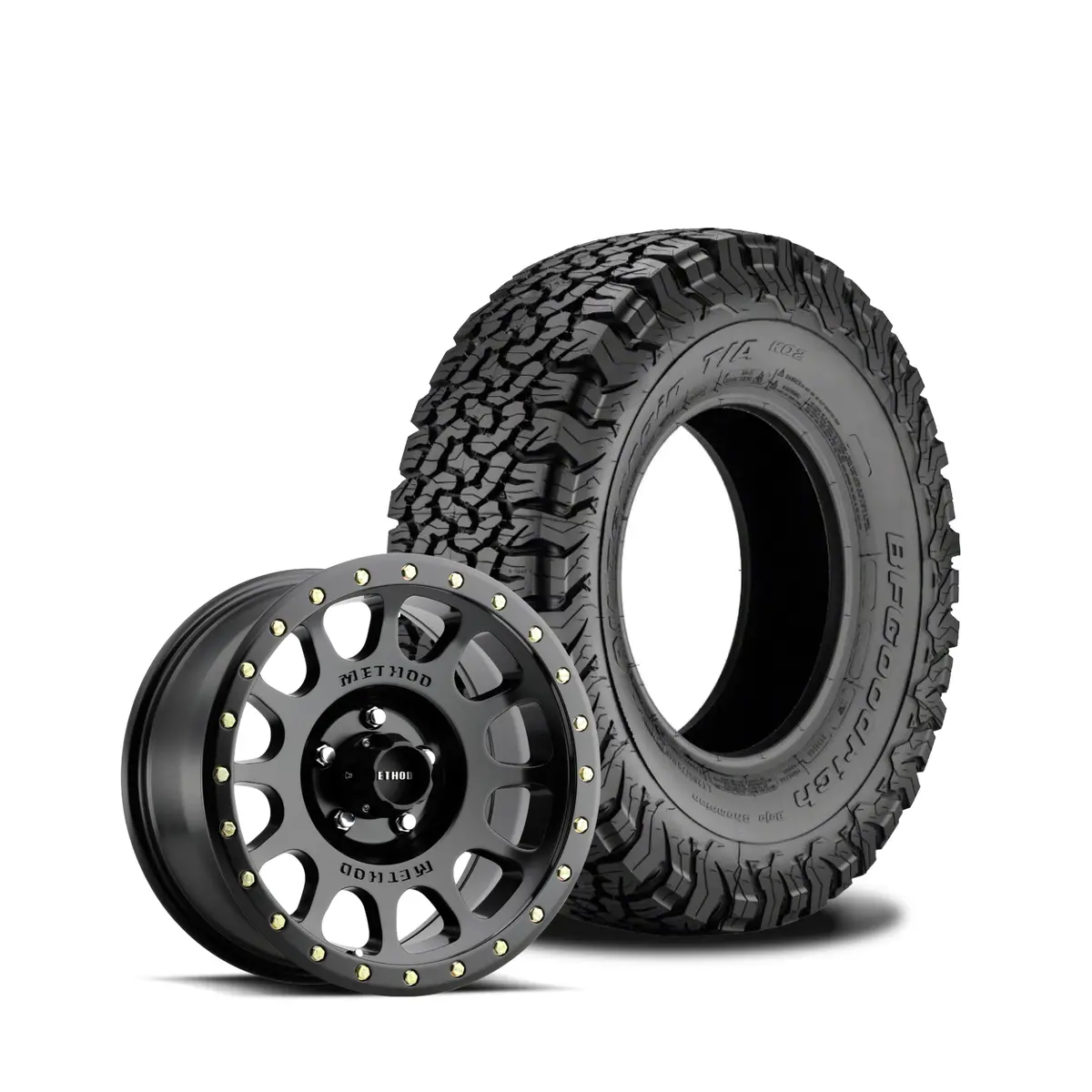 Method 305 17X8.5 Matte Black 5X5 | Bfg 315/70R17 All Terrain Ko2 | Mounted & Balanced 1