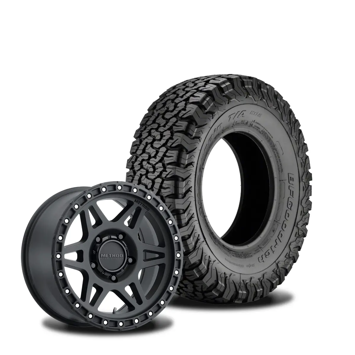 Method 312 17X8.5 Matte Black 5X5 | Bfg 315/70R17 All Terrain Ko2 | Mounted & Balanced 1