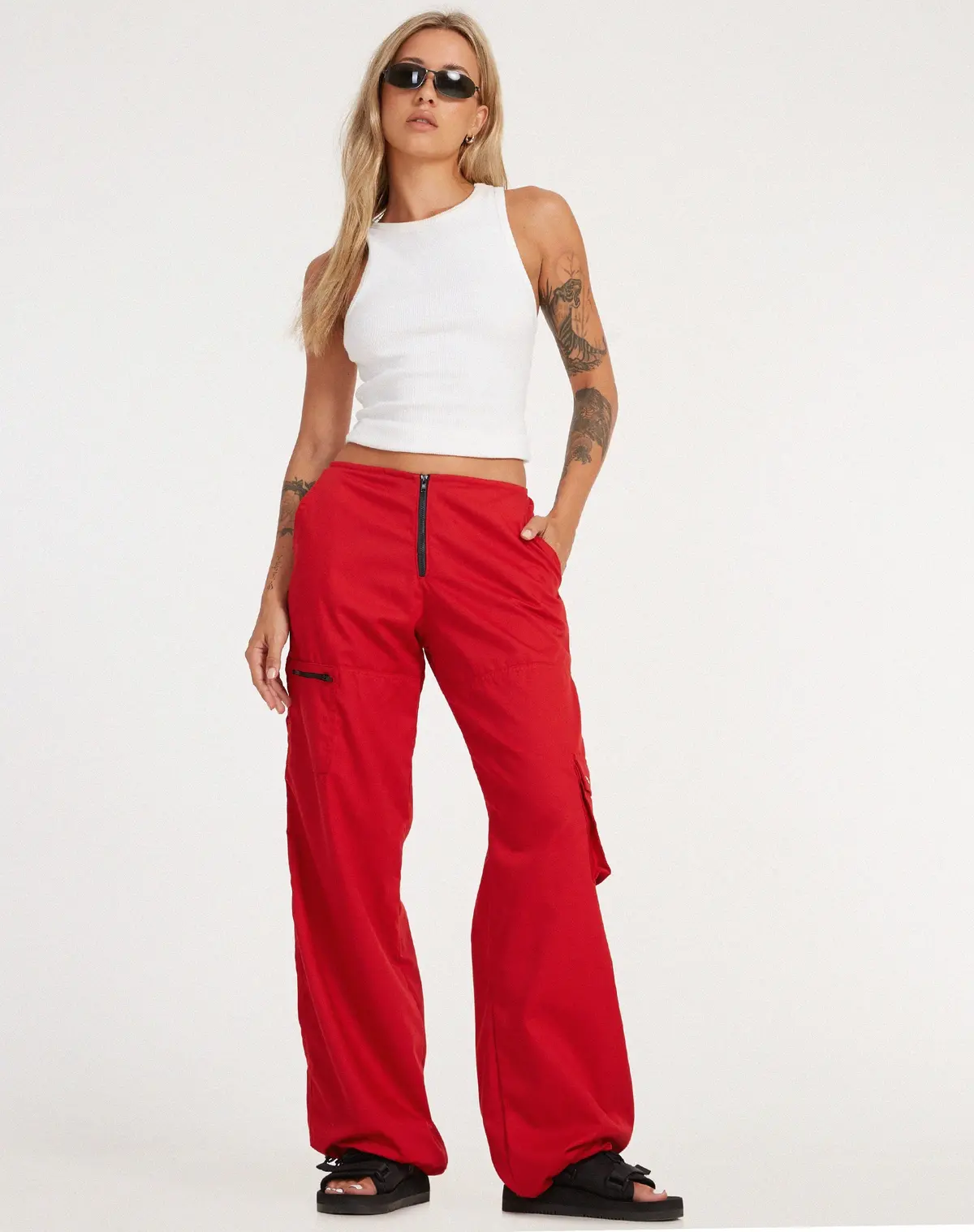 Xander Cargo Trouser In Cotton Drill True Red 1