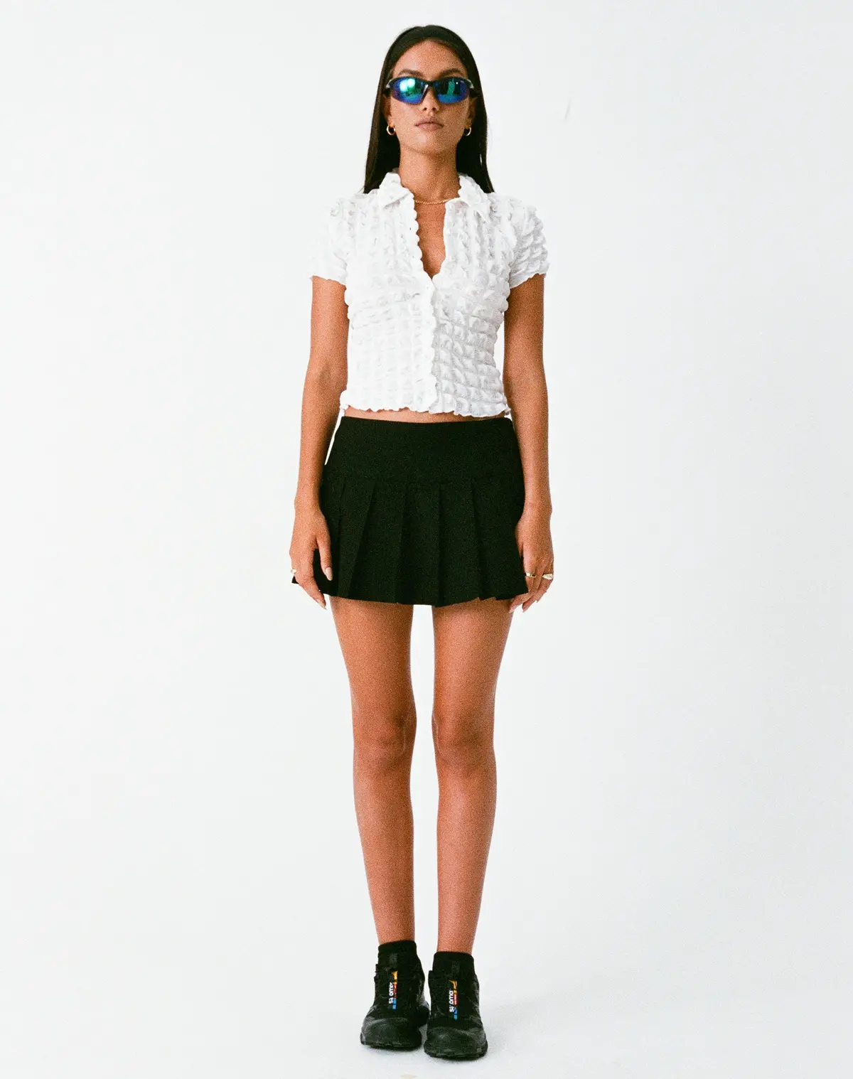 Motel X Olivia Neill Yejin Shirt In Bubble Jersey True White 1